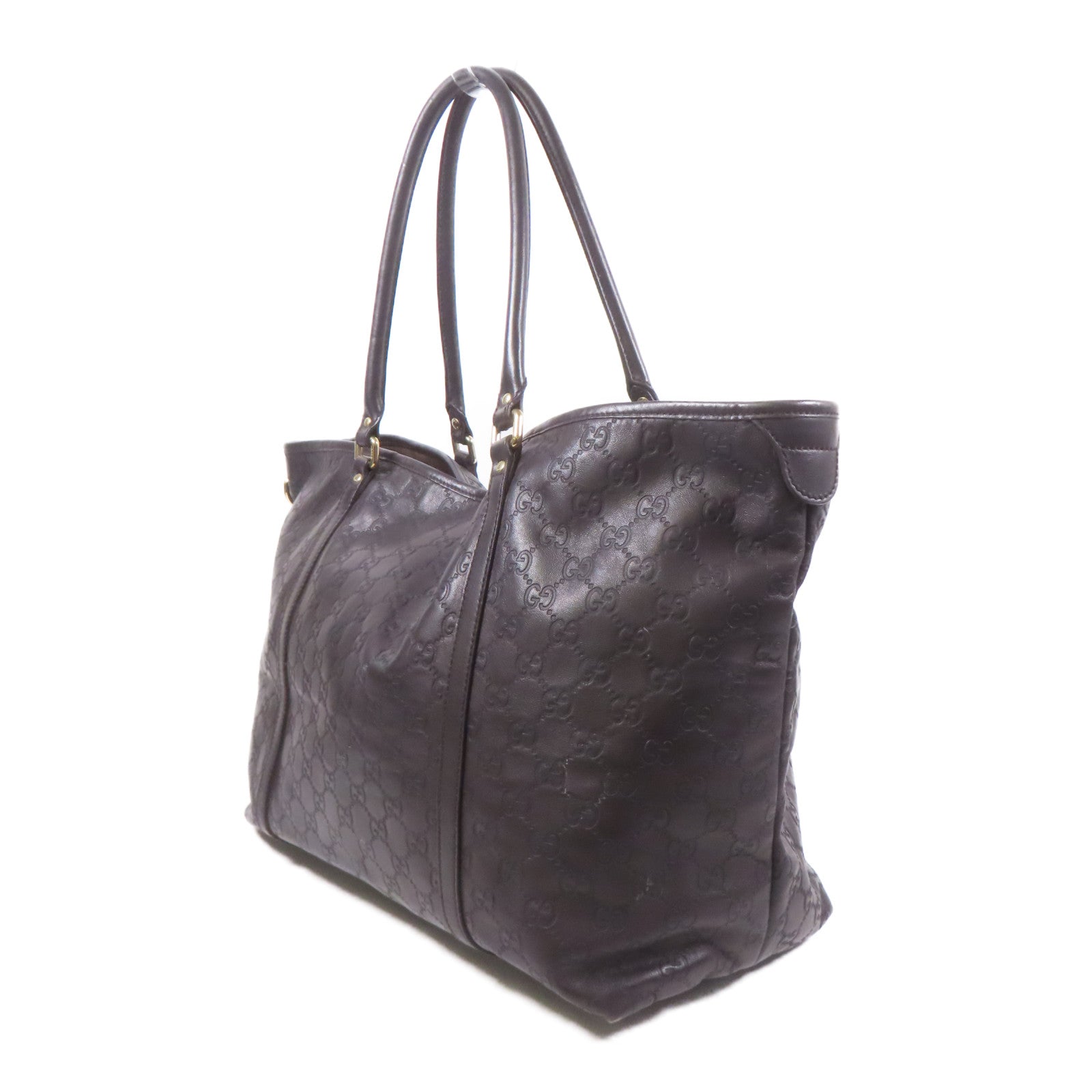 GUCCI GG GHW Tote Bag Leather Brown