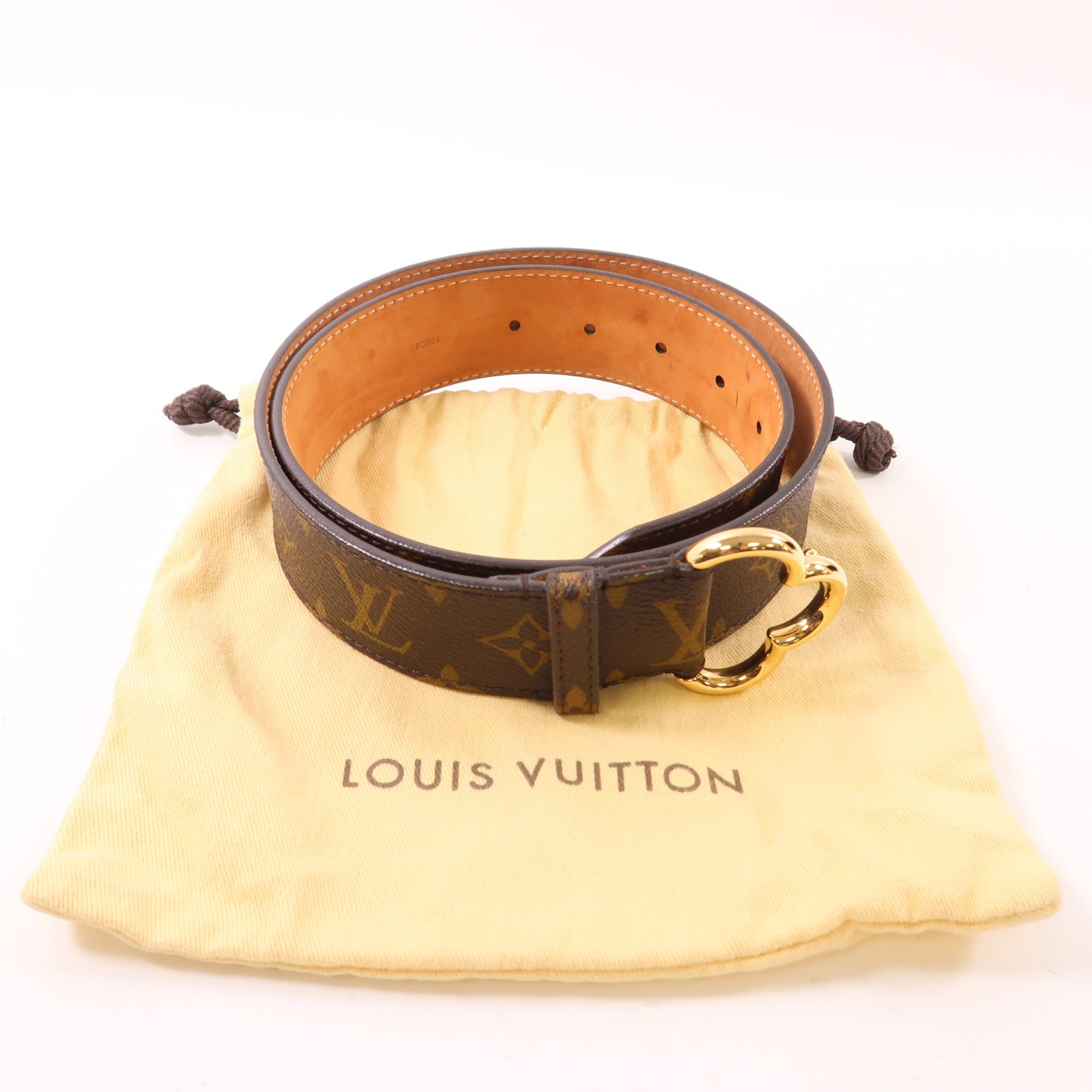 LOUIS VUITTON Monogram Ceinture Fleur金扣皮帶