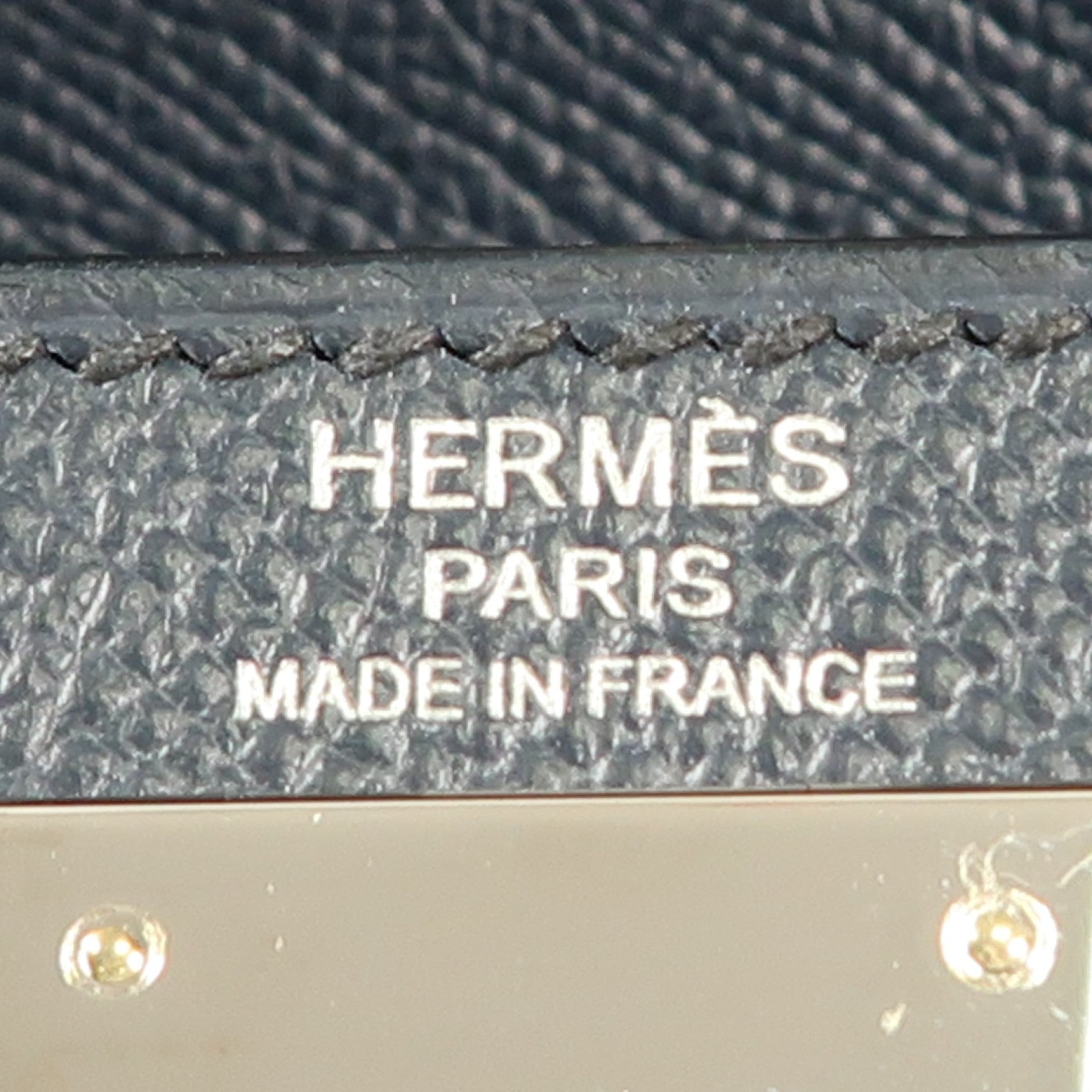 HERMES Epsom皮革Kelly 28銀扣手挽肩背兩用袋Bleu Indigo深藍色