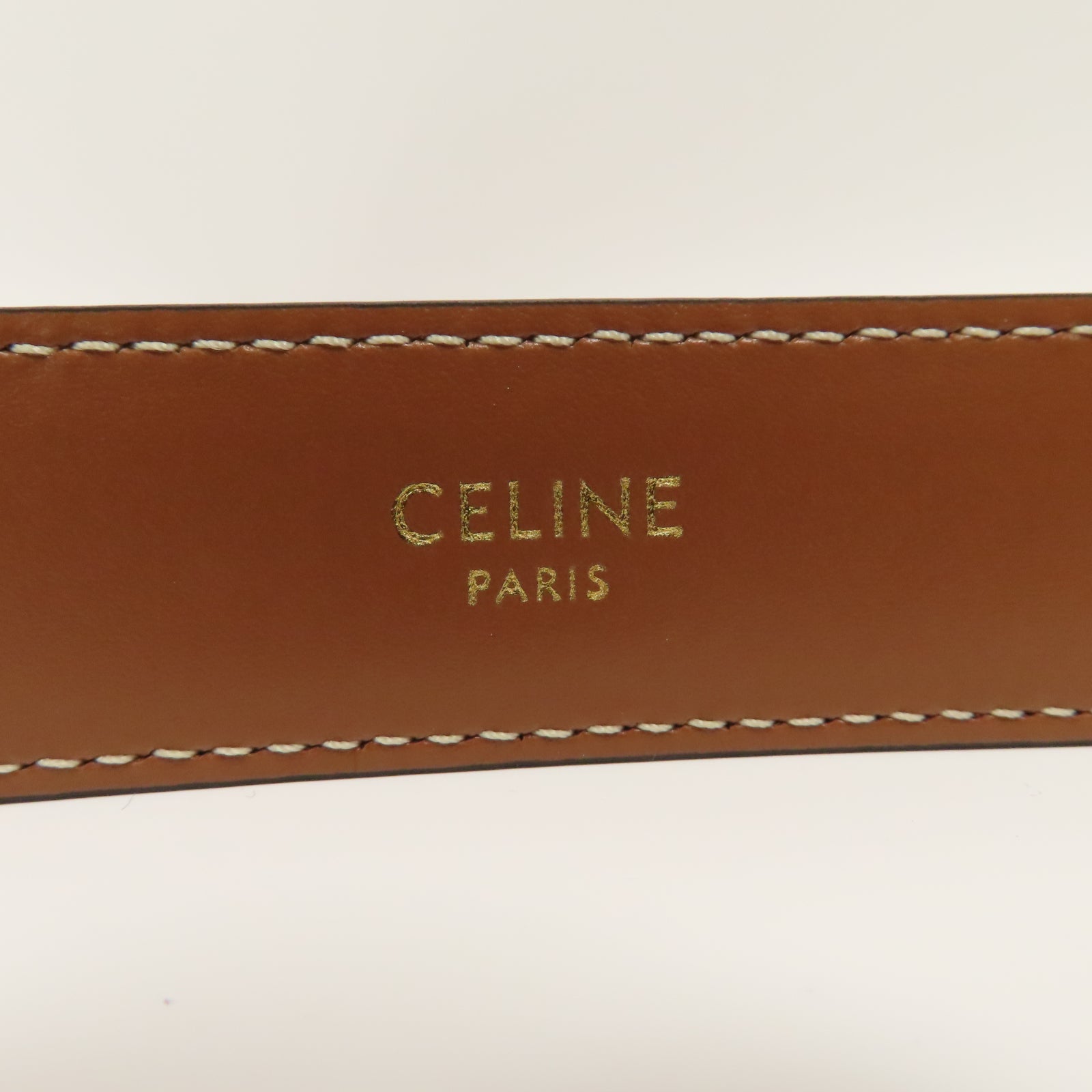 CELINE 牛皮皮革Belt金扣皮帶啡色