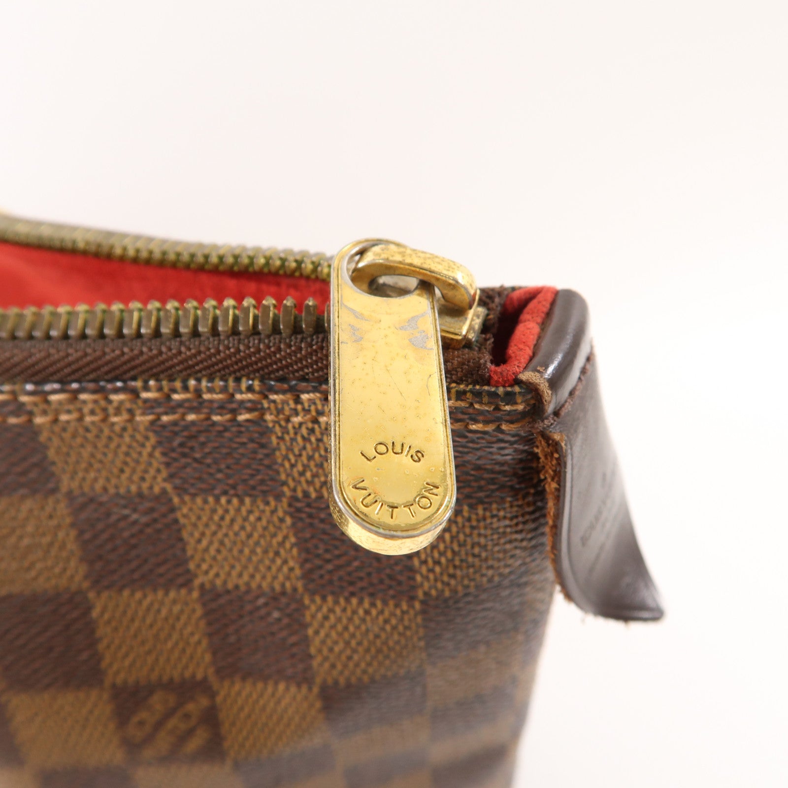 LOUIS VUITTON Damier Saleya MM金扣肩背袋棕色