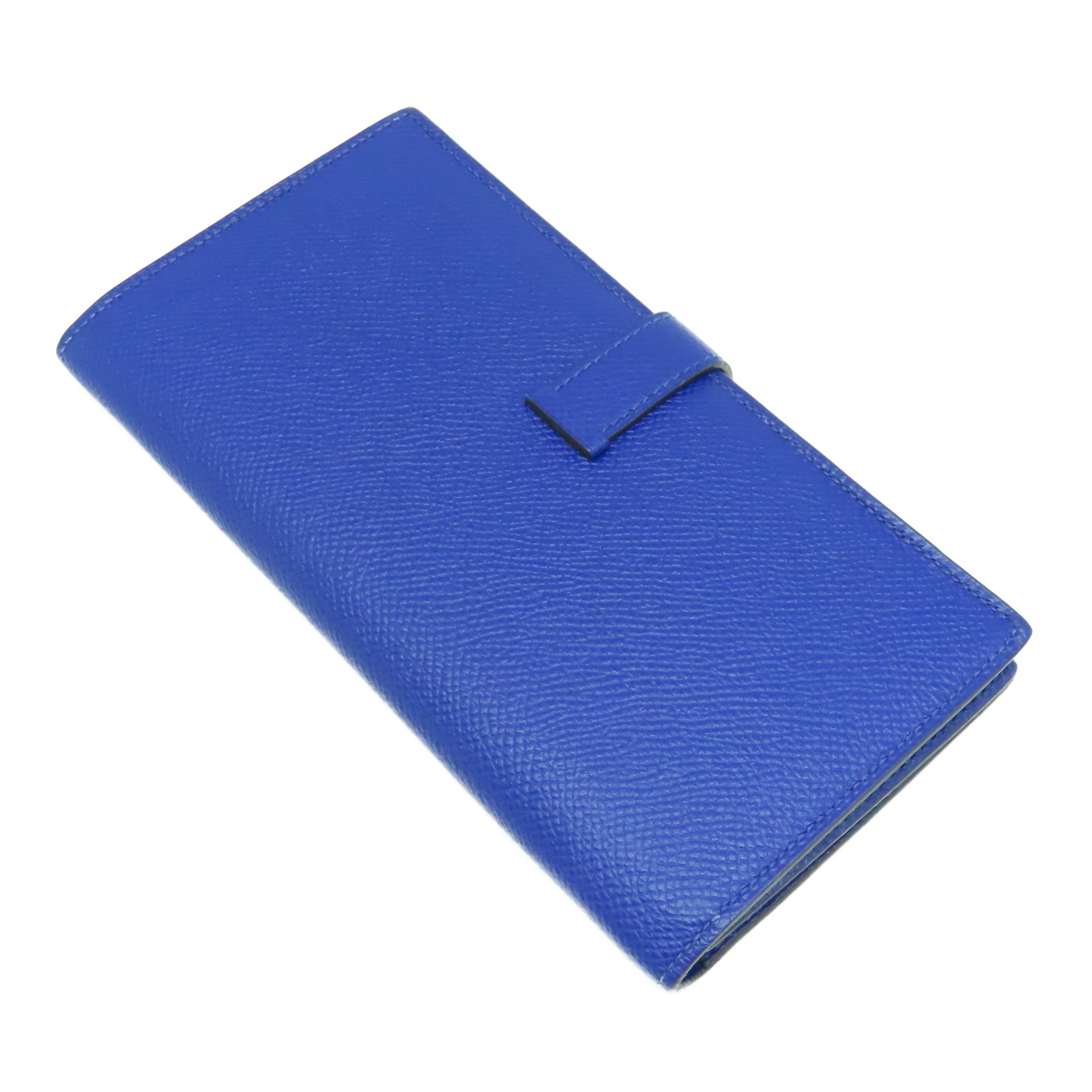 HERMES 【激減優惠】Epsom皮革Bearn Long Wallet銀扣長錢包Bleu Electrique電光藍色