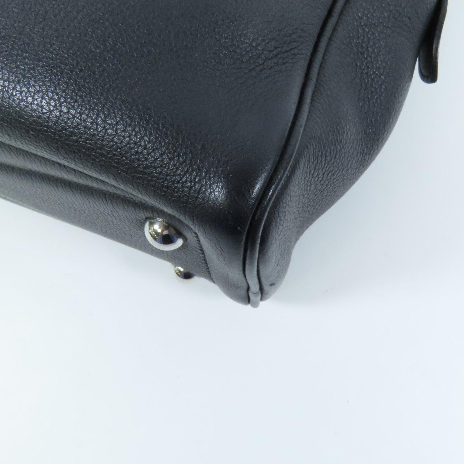 HERMES Evercolor皮革Victoria II 12H銀扣手挽袋Indigo Blue
