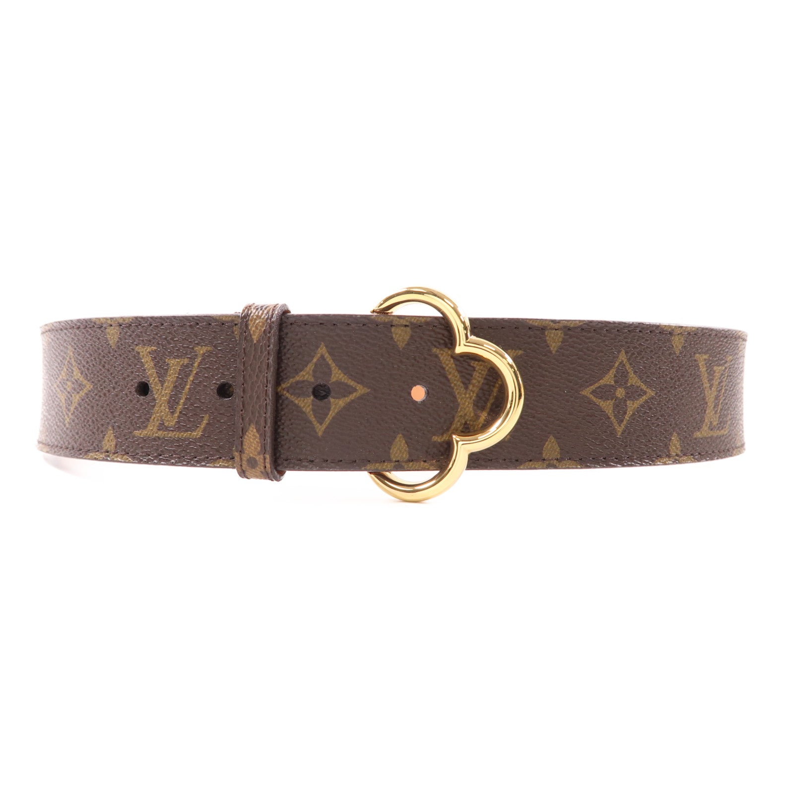 LOUIS VUITTON Monogram Ceinture Fleur金扣皮帶