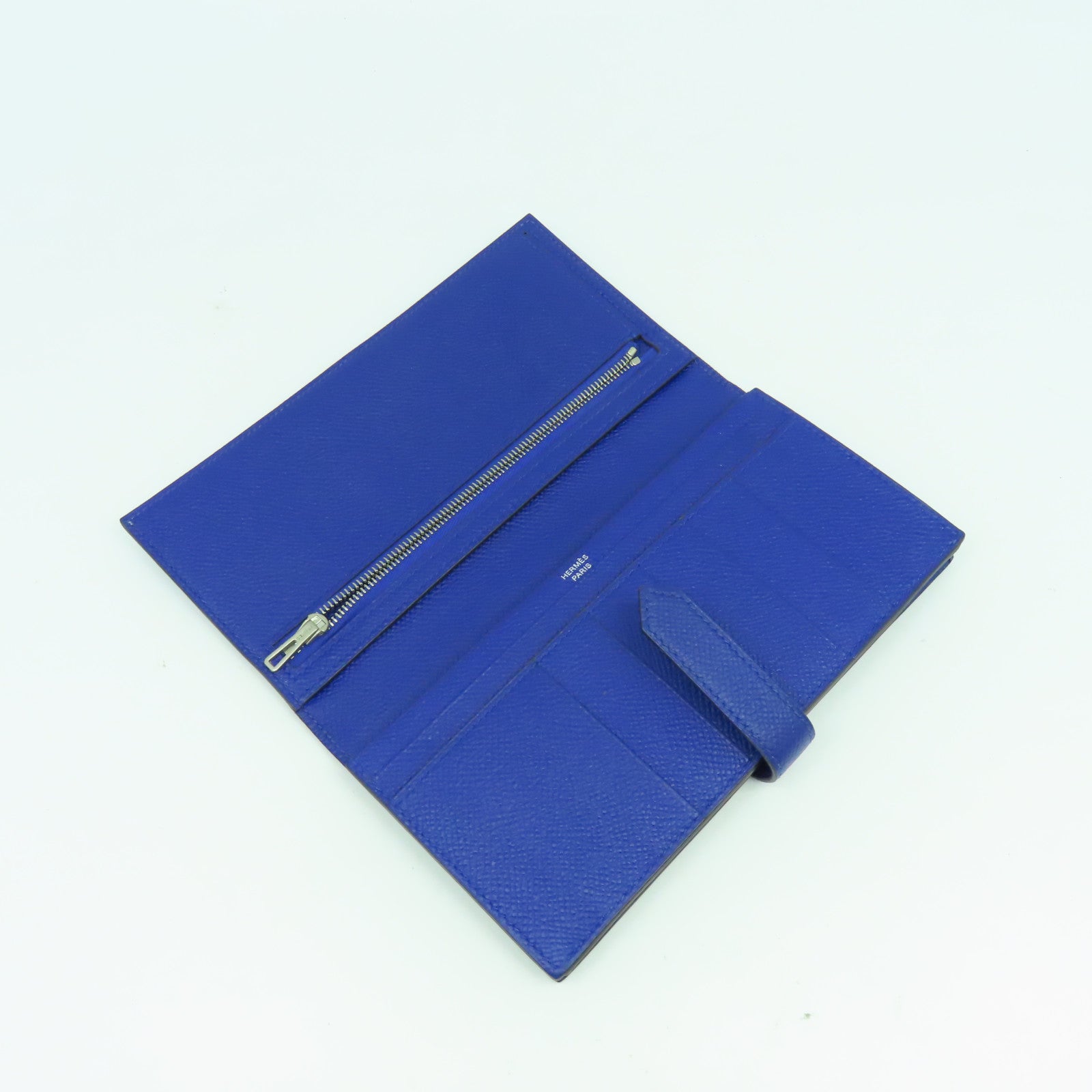 HERMES 【激減優惠】Epsom皮革Bearn Long Wallet銀扣長錢包Bleu Electrique電光藍色