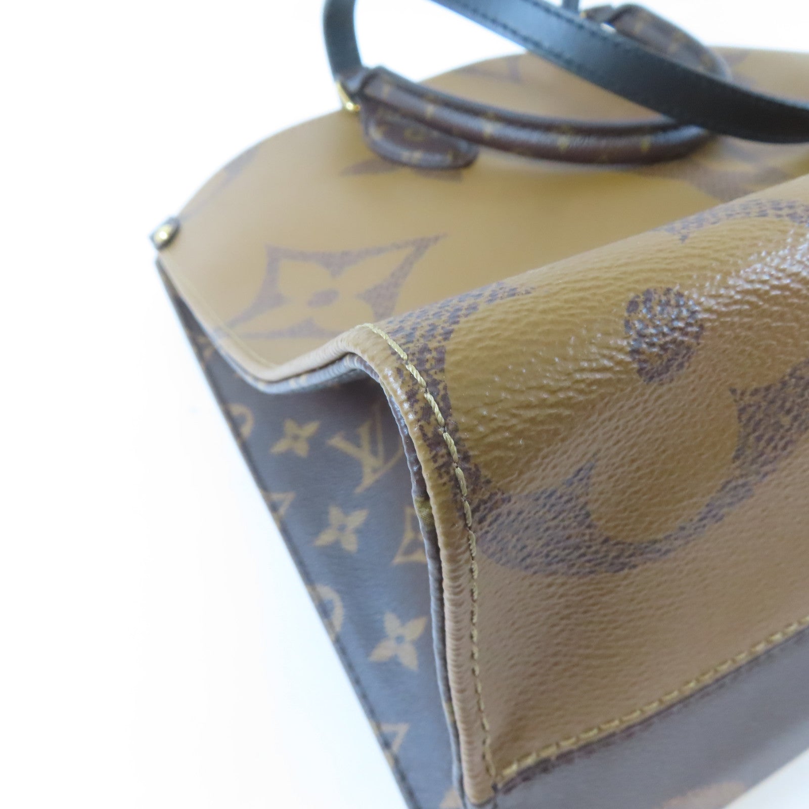 LOUIS VUITTON Monogram Giant On The Go MM金扣手挽肩背兩用袋啡色