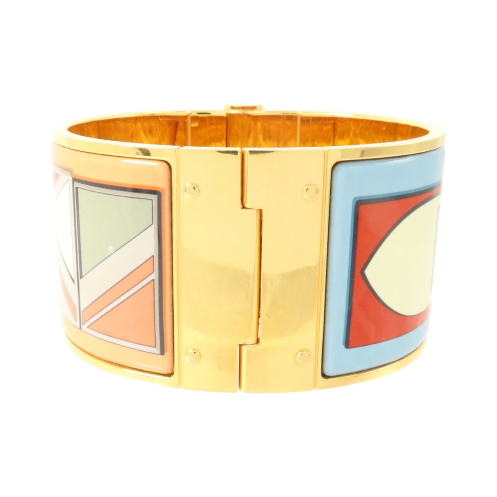 HERMES 金屬/琺瑯Charniere Wide Bangle金扣手鐲
