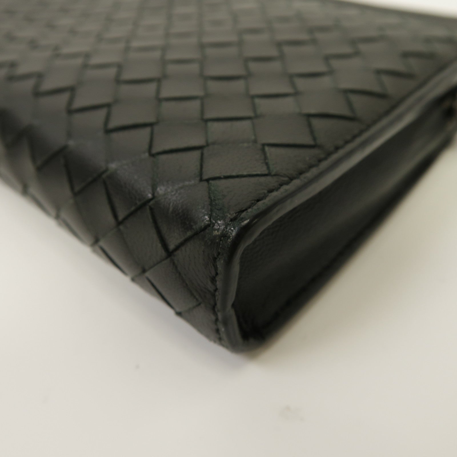 BOTTEGA VENETA 織紋皮革Clutch Bag銀扣手拿包黑色