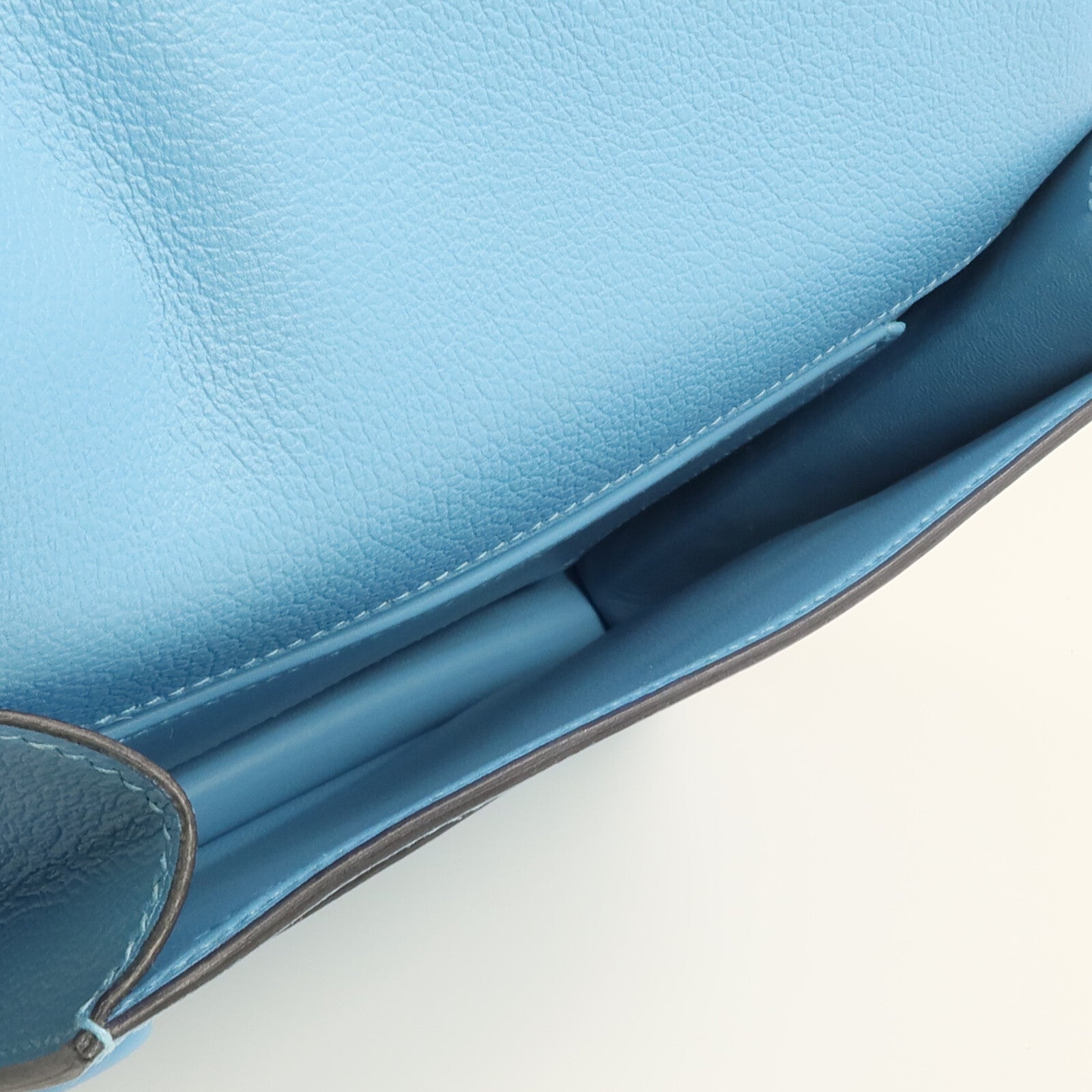HERMES Evercolor皮革Twins Bag銀扣肩背袋Bleu du Nord/Menthe
