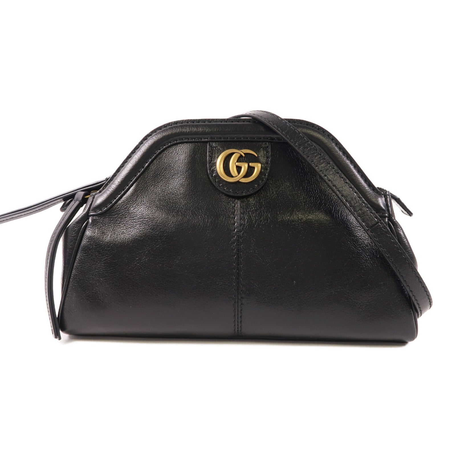 GUCCI GG GHW Shoulder Bag 524620 Calfskin Leather Black