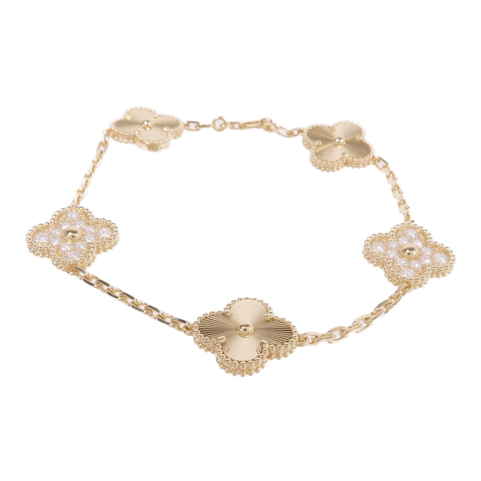 Van Cleef & Arpels 18K黃金Vintage Alhambra Bracelet 5 Motifs鑽石手鏈