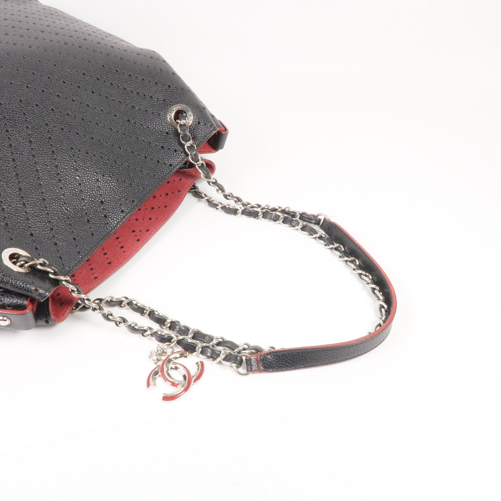 CHANEL 牛皮皮革Chain Shoulder金扣鏈帶肩背袋