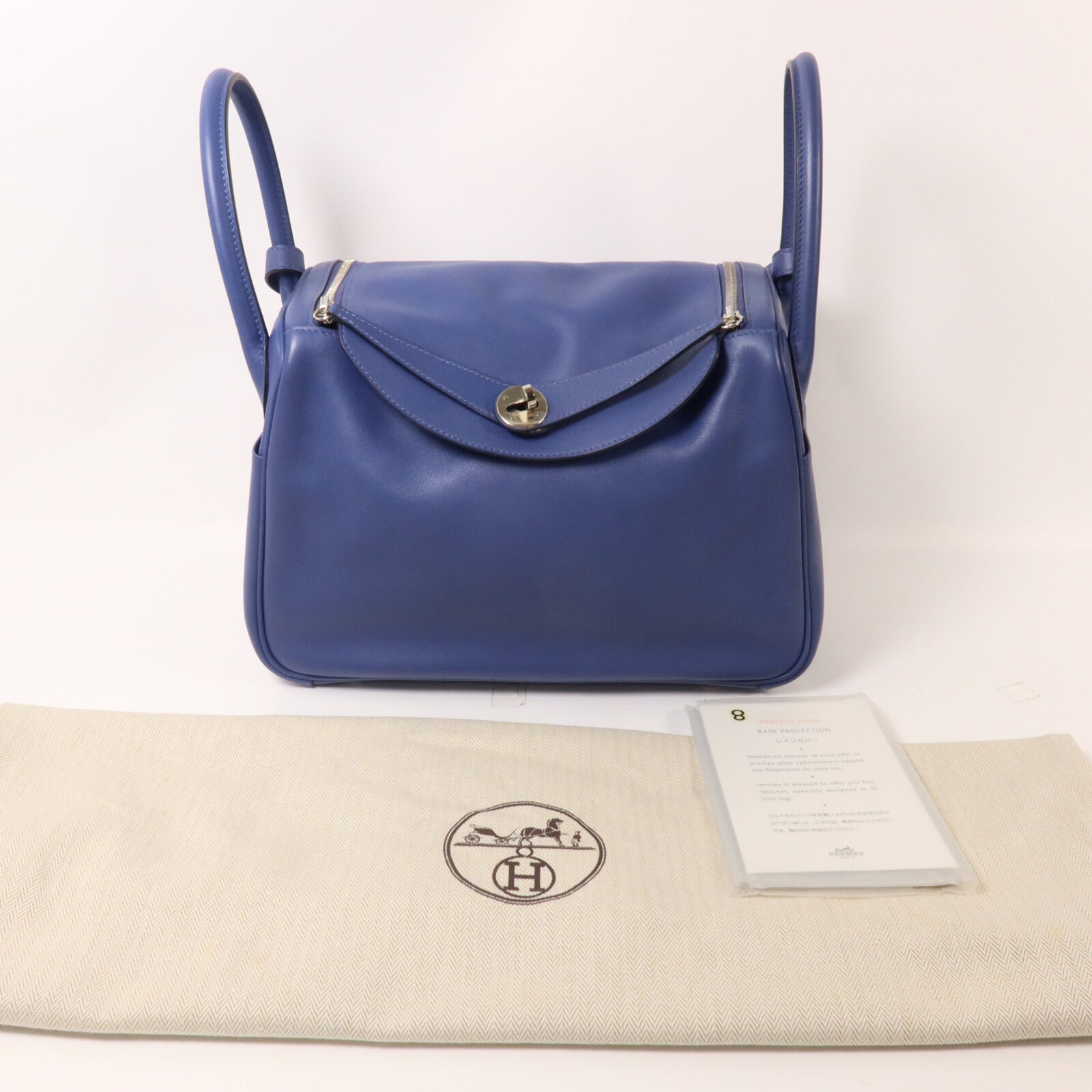 HERMES Swift皮革/Epsom皮革Lindy 30手挽肩背兩用袋Bleu Brighton