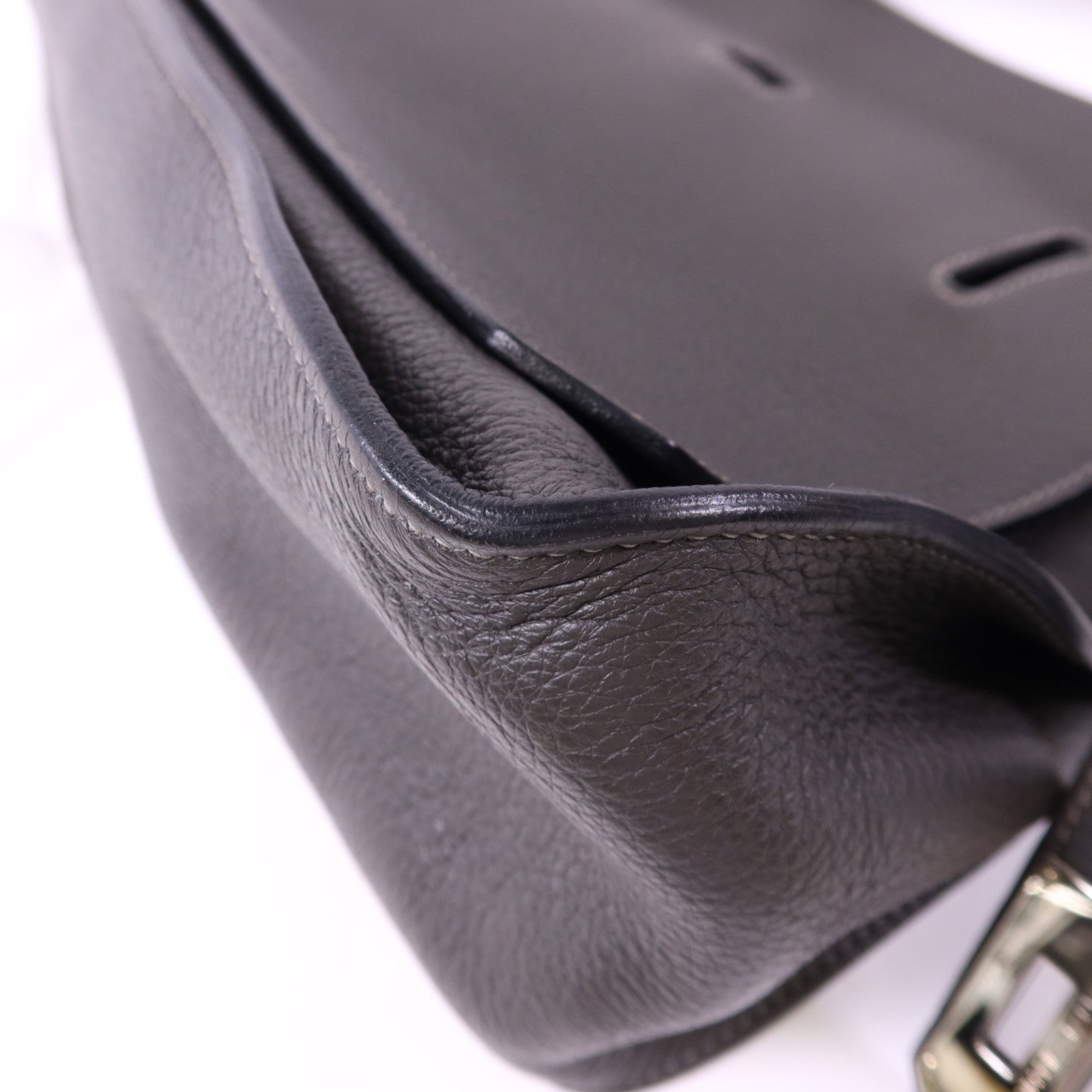 HERMES Clemence皮革Jypesiere 34銀扣肩背袋Etain