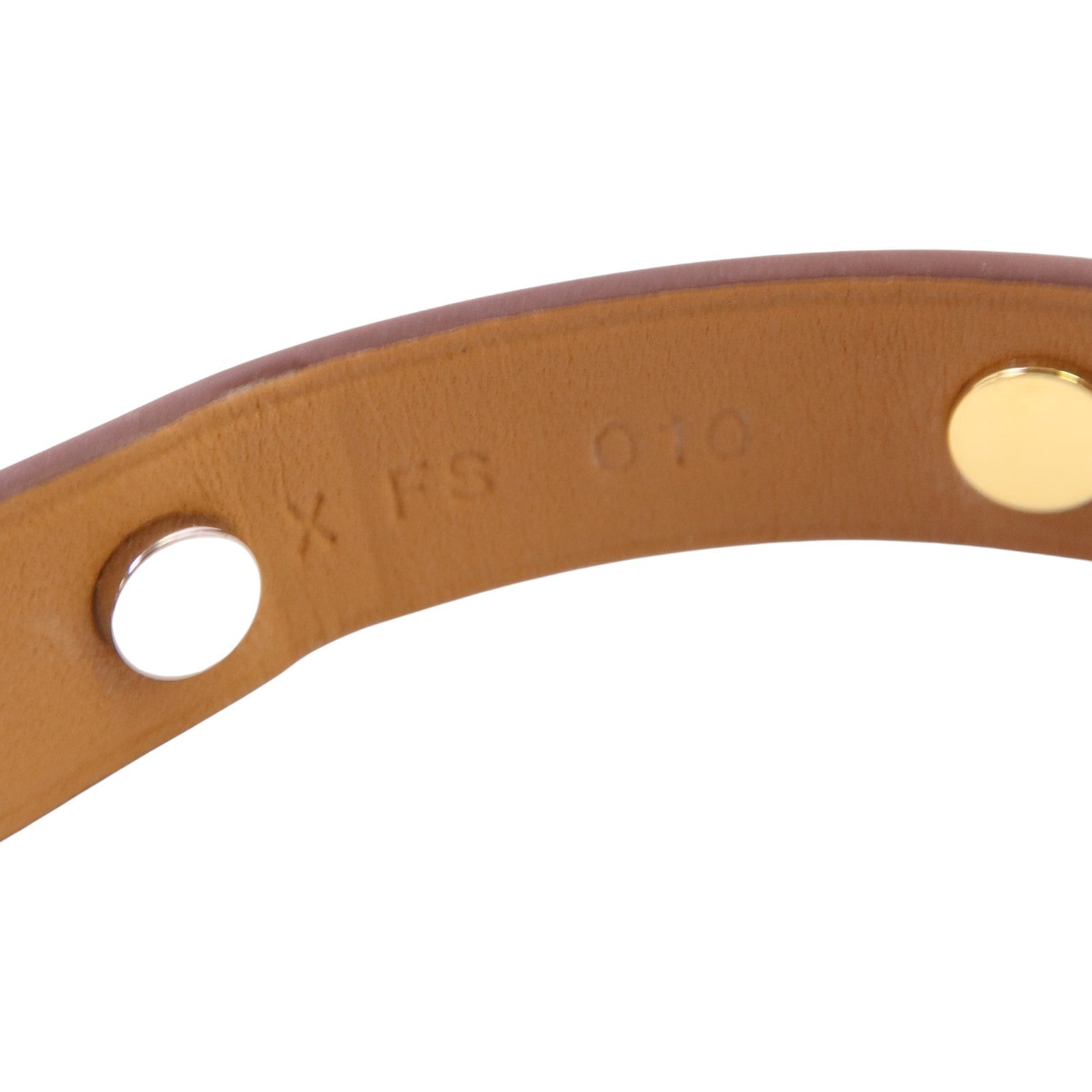 HERMES 牛皮皮革Mini Dog Round Coeur Bangle銀扣手鐲