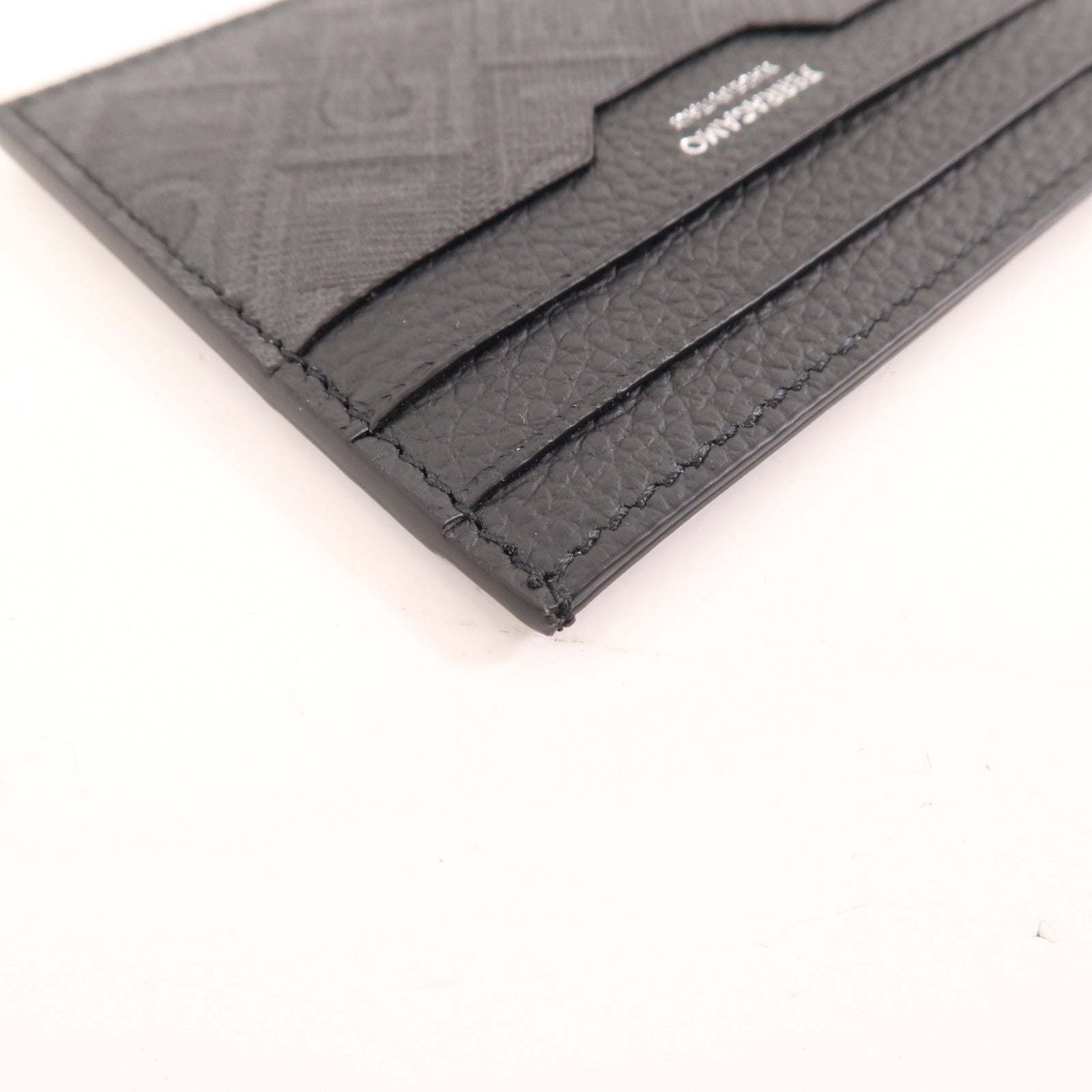 Salvatore Ferragamo 塗層帆布/牛皮皮革Card Case卡片套黑色