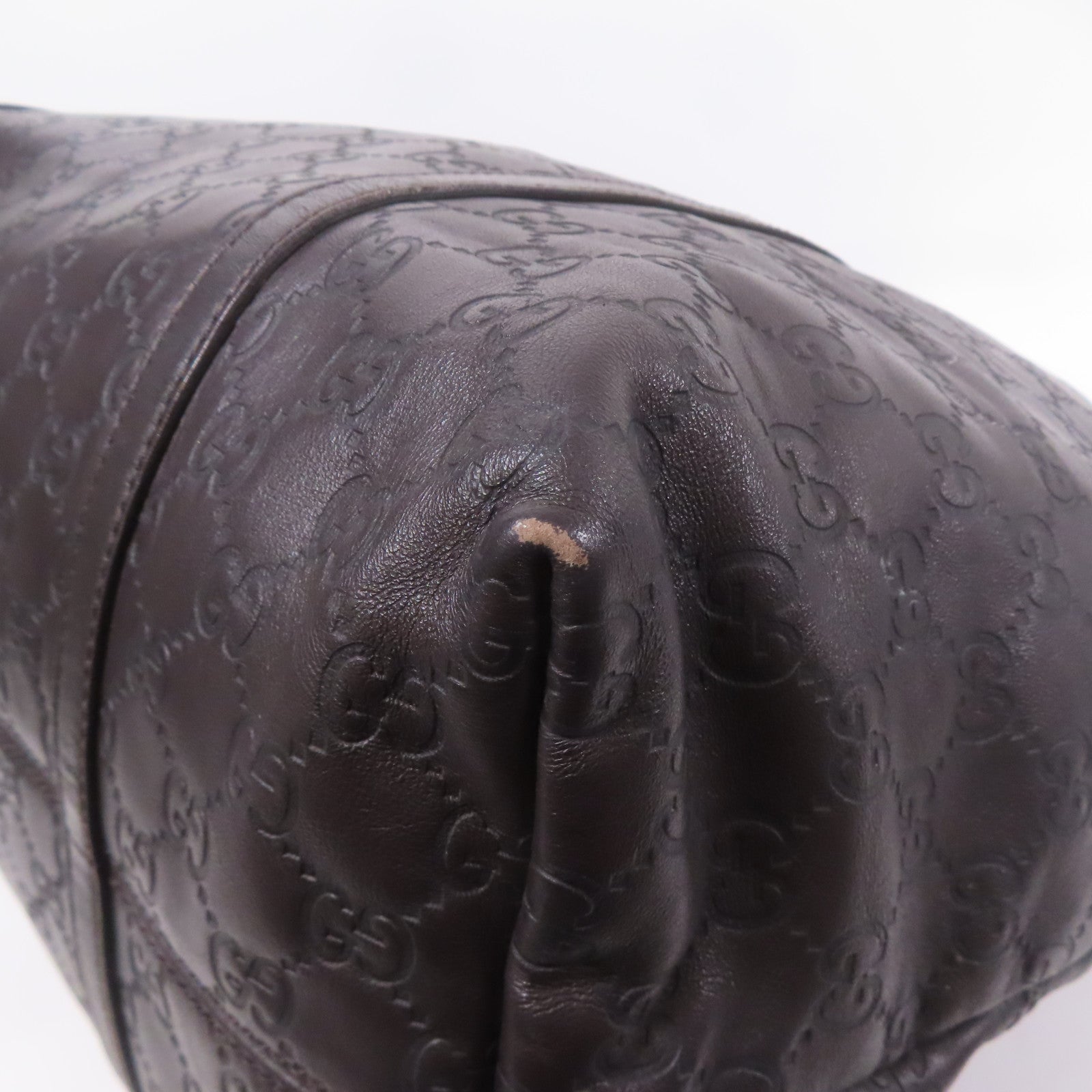 GUCCI GG GHW Tote Bag Leather Brown