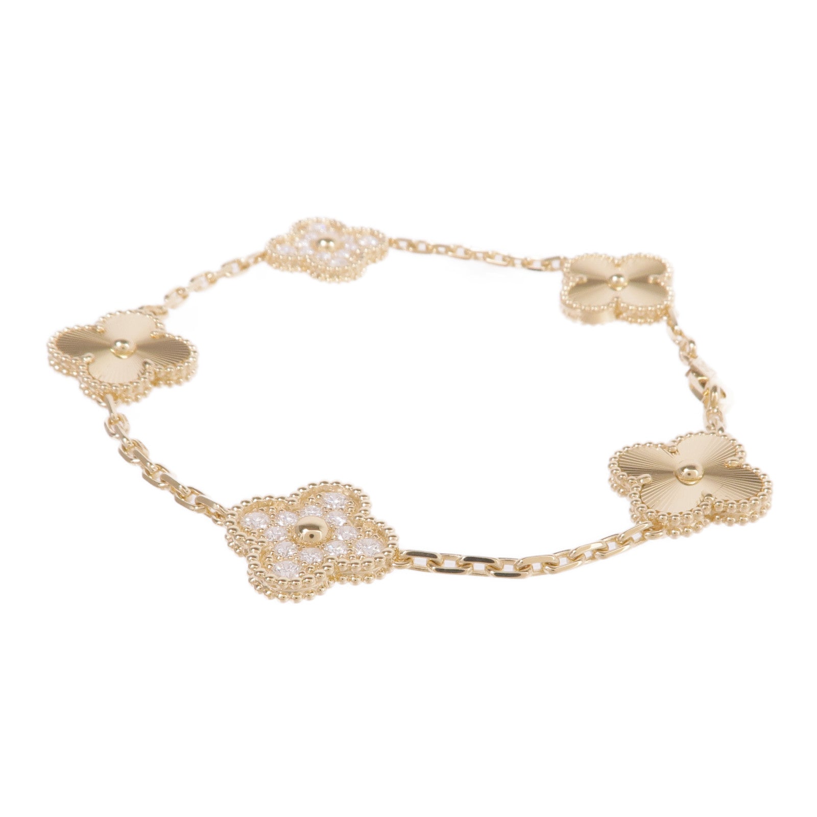 Van Cleef & Arpels 18K黃金Vintage Alhambra Bracelet 5 Motifs鑽石手鏈