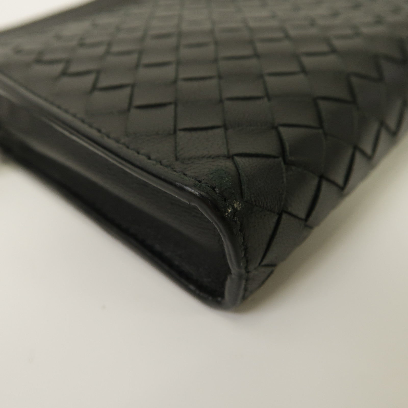 BOTTEGA VENETA 織紋皮革Clutch Bag銀扣手拿包黑色