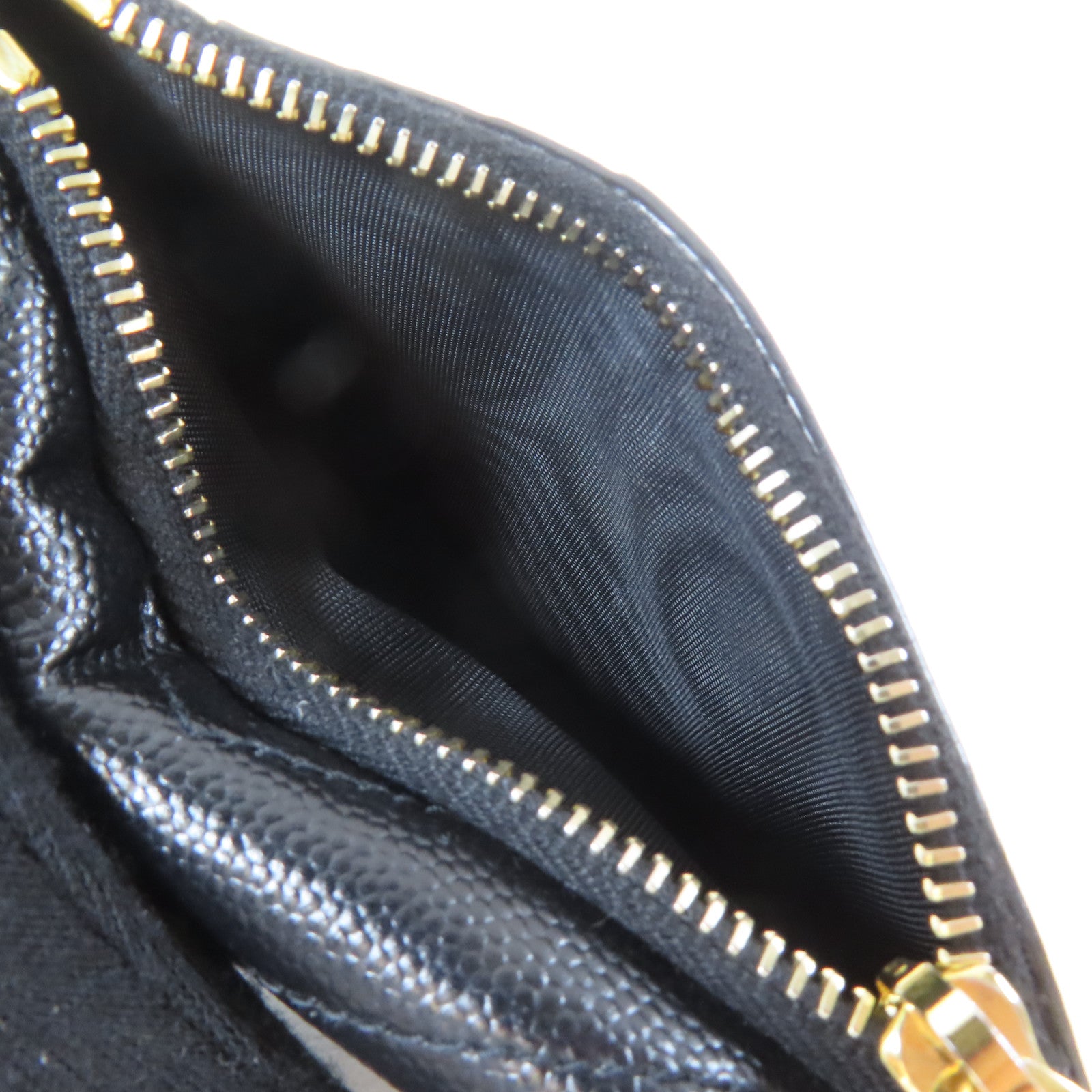 SAINT LAURENT Caviar皮革Card/Coin Case金扣卡片套/零錢包黑色