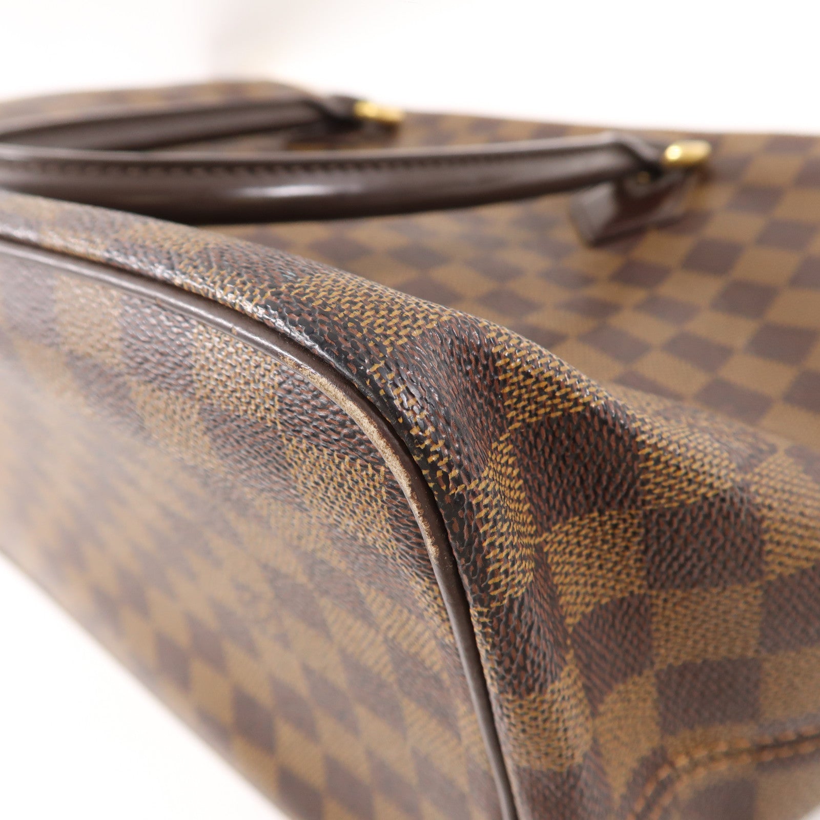 LOUIS VUITTON Damier Saleya MM金扣肩背袋棕色