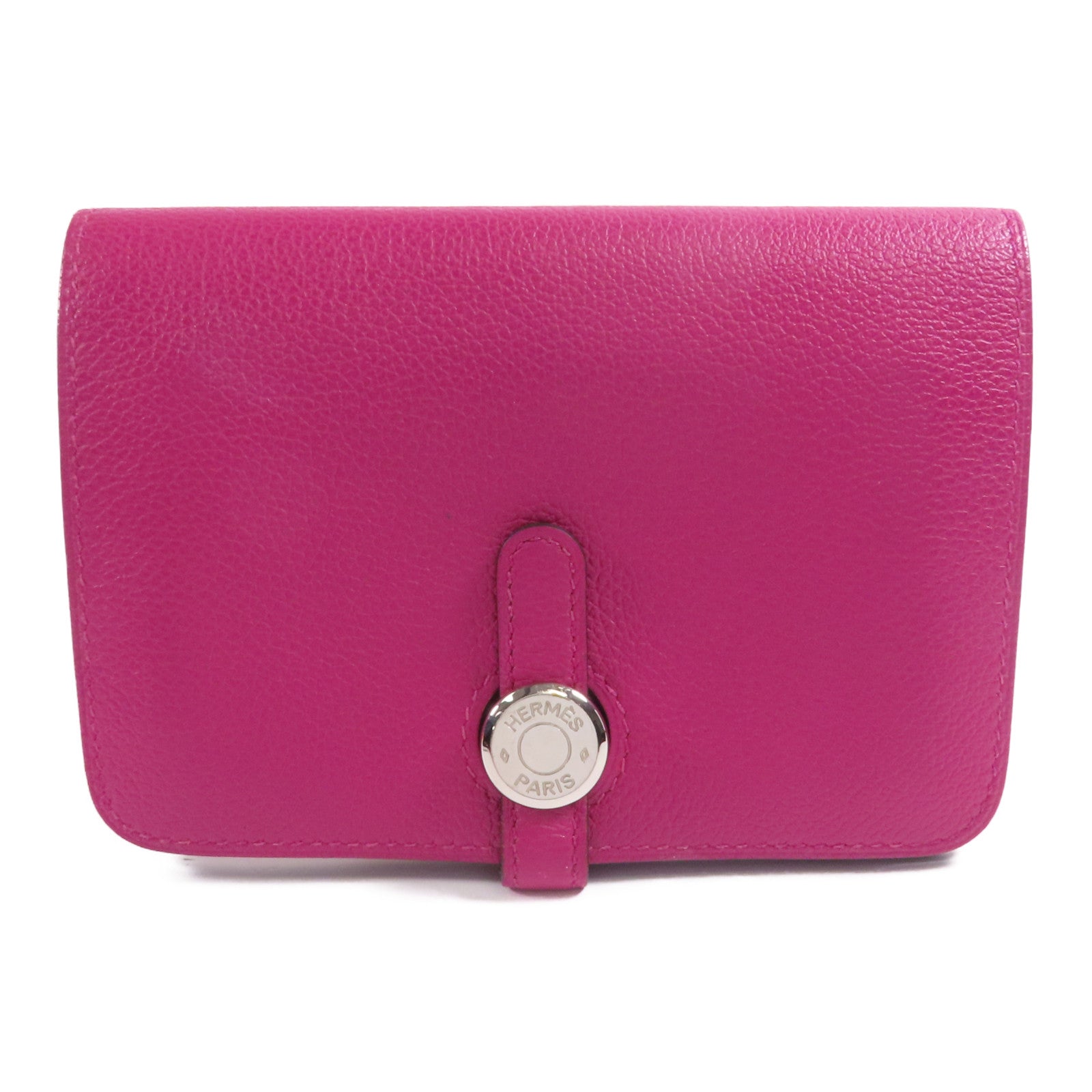 HERMES 【激減優惠】Togo皮革Dogon Compact Wallet銀扣錢包L3 Rose Purple