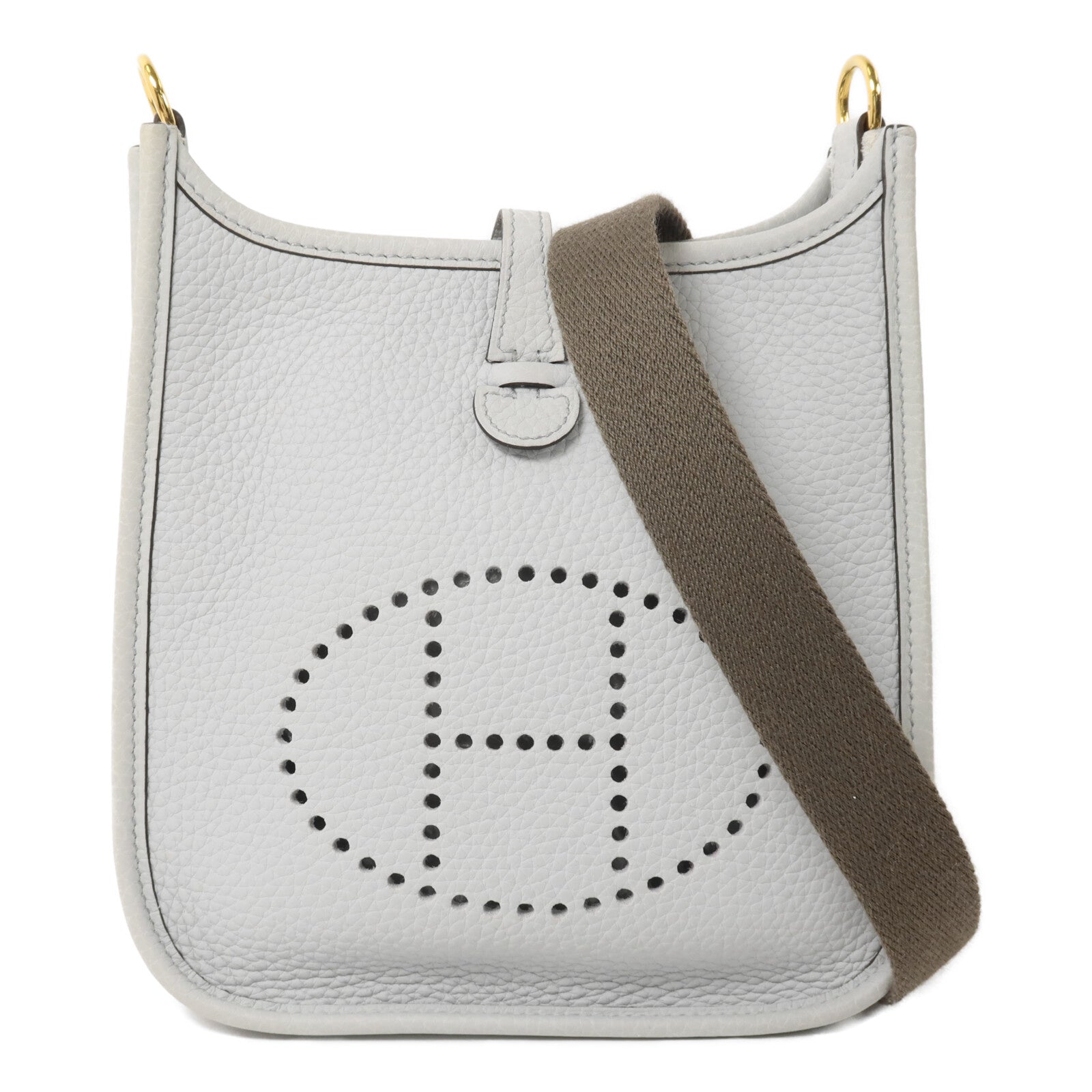 HERMES Clemence皮革Evelyne TPM肩背袋Bleu Pale