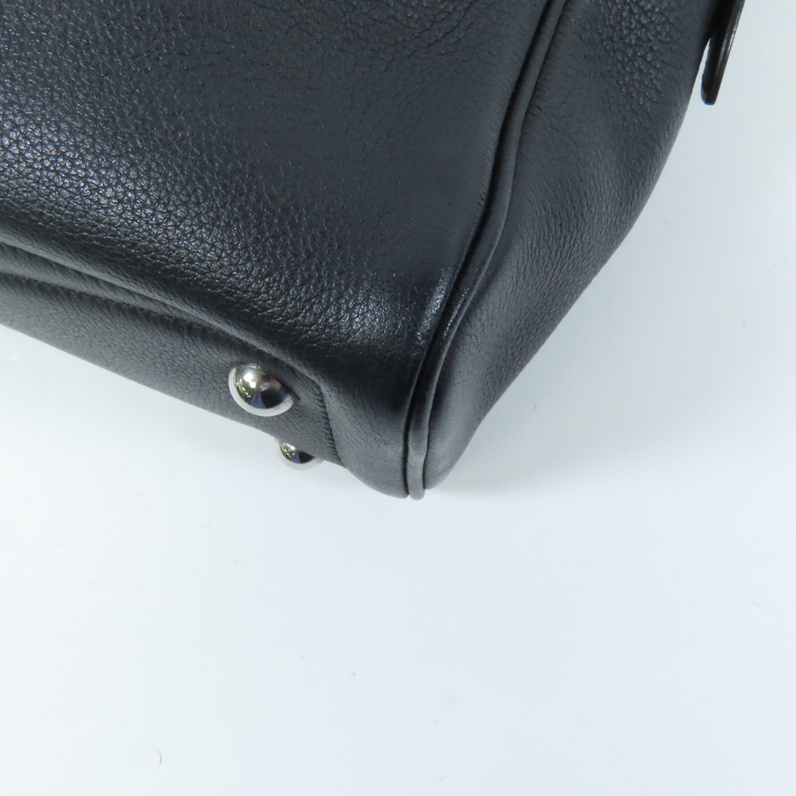 HERMES Evercolor皮革Victoria II 12H銀扣手挽袋Indigo Blue
