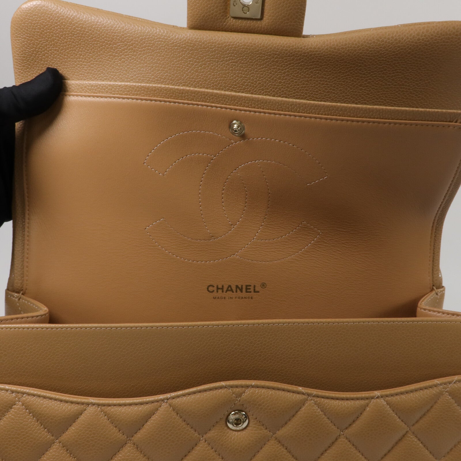 CHANEL 牛皮皮革Large Classic鏈帶肩背袋