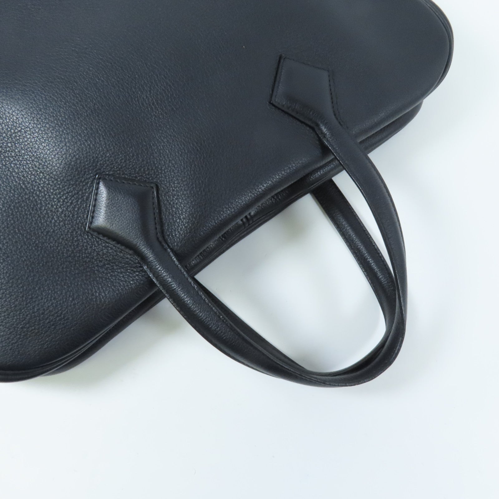 HERMES Evercolor皮革Victoria II 12H銀扣手挽袋Indigo Blue