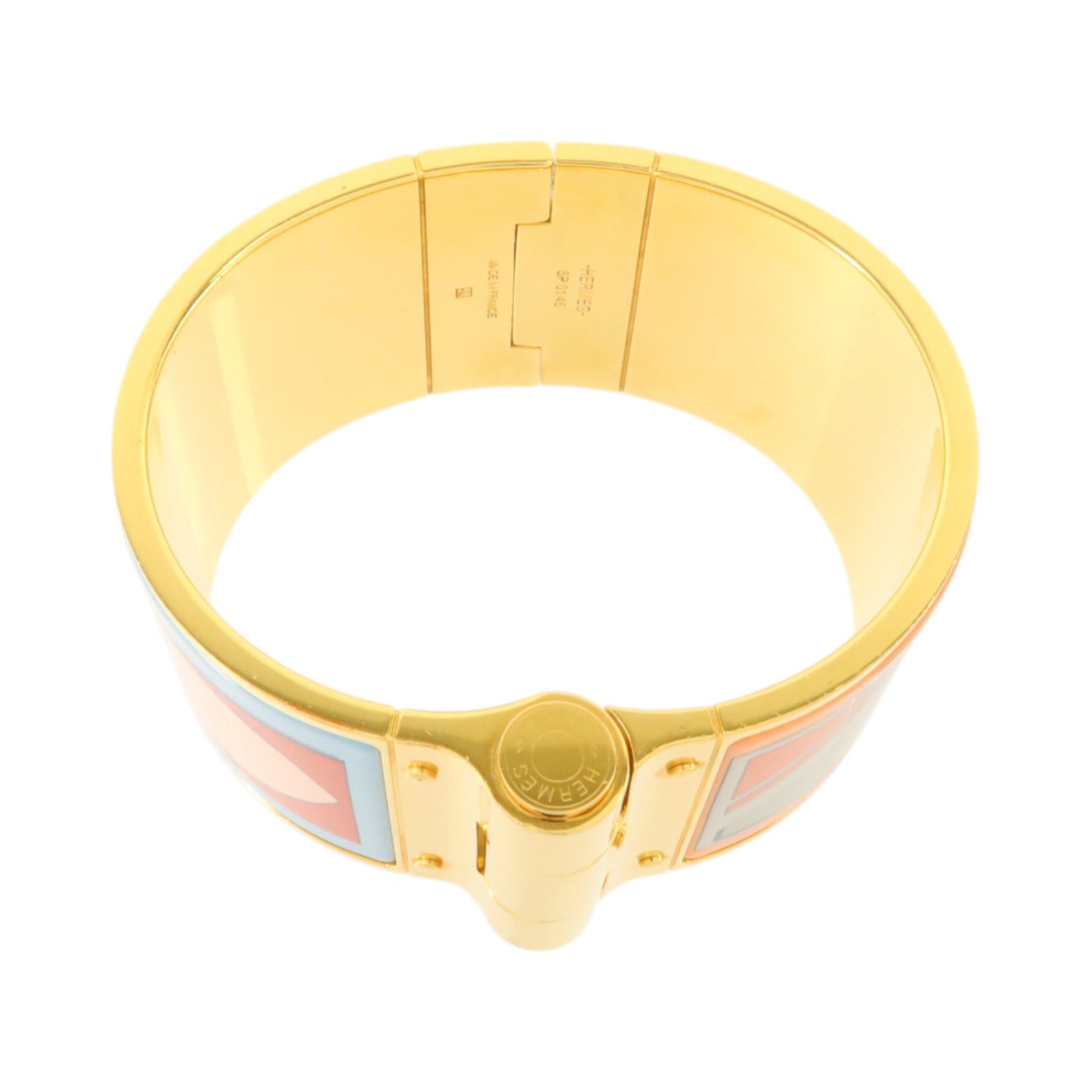HERMES 金屬/琺瑯Charniere Wide Bangle金扣手鐲