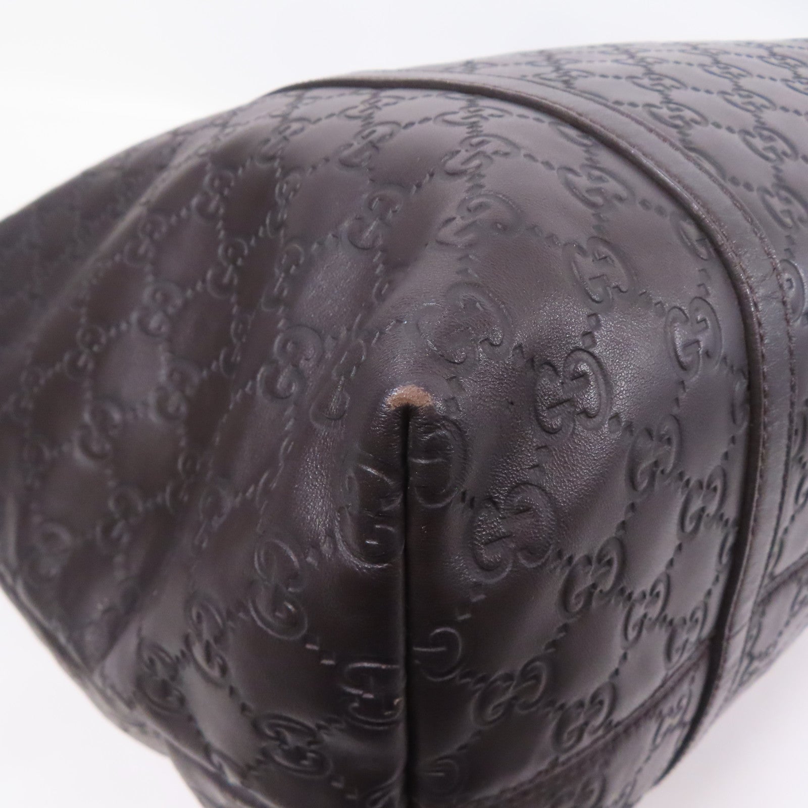 GUCCI GG GHW Tote Bag Leather Brown