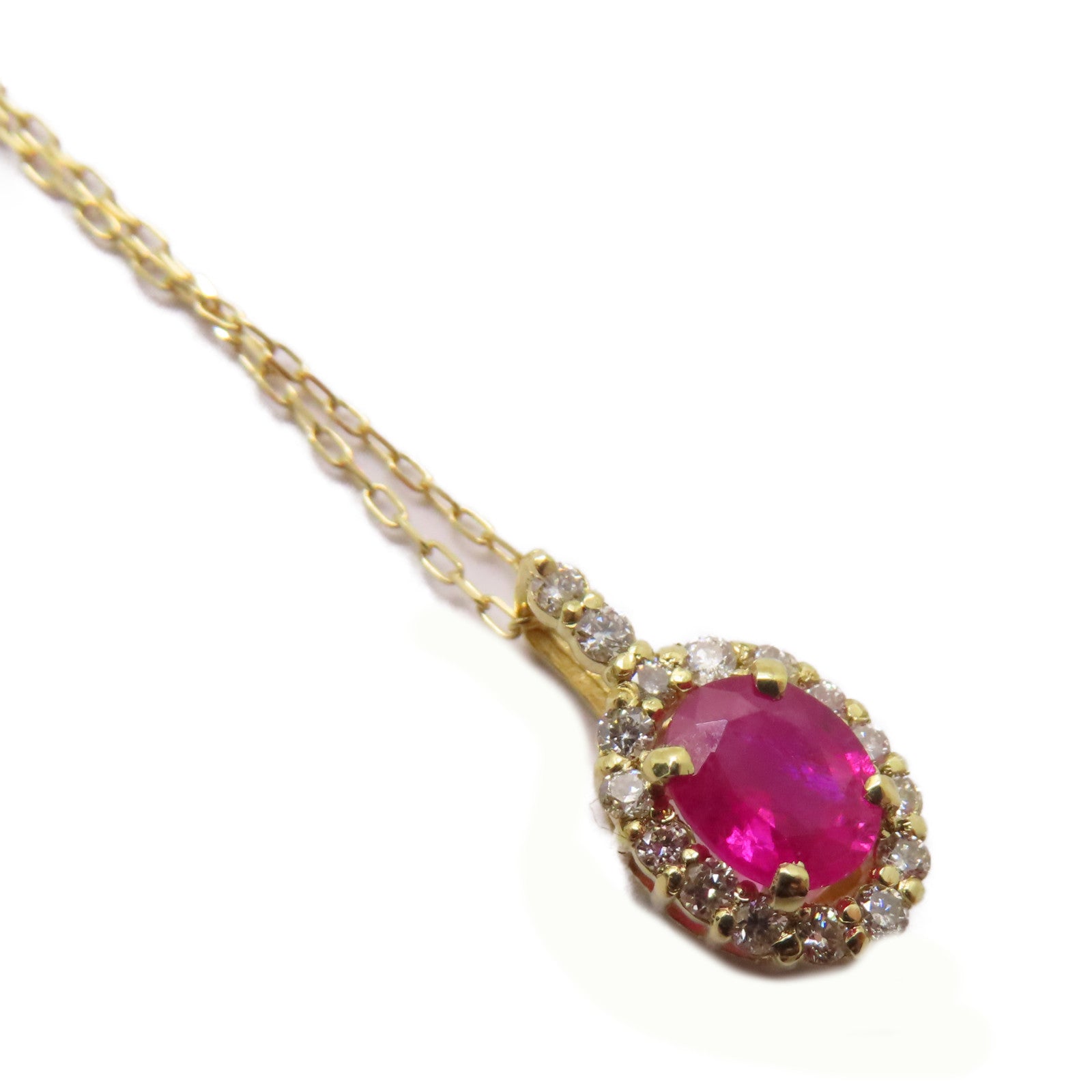 JEWELRY 18K黃金Ruby Diamond Necklace 0.43ct紅寶石/0.15ct鑽石項鍊