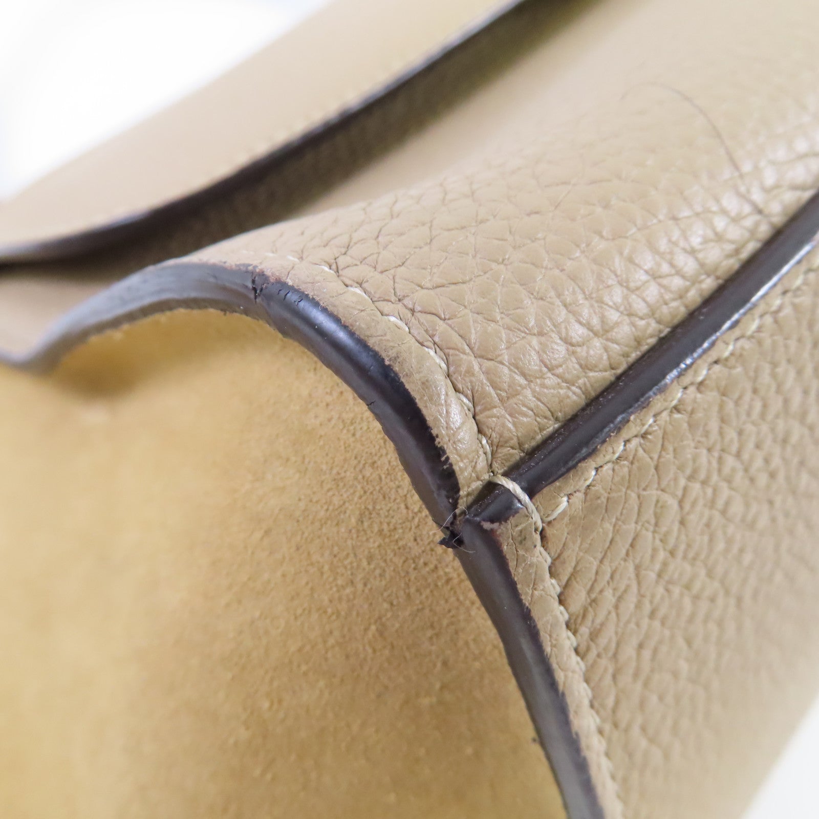 CELINE 牛皮皮革Trapeze 2Way Shoulder Bag金扣手挽肩背兩用袋杏色