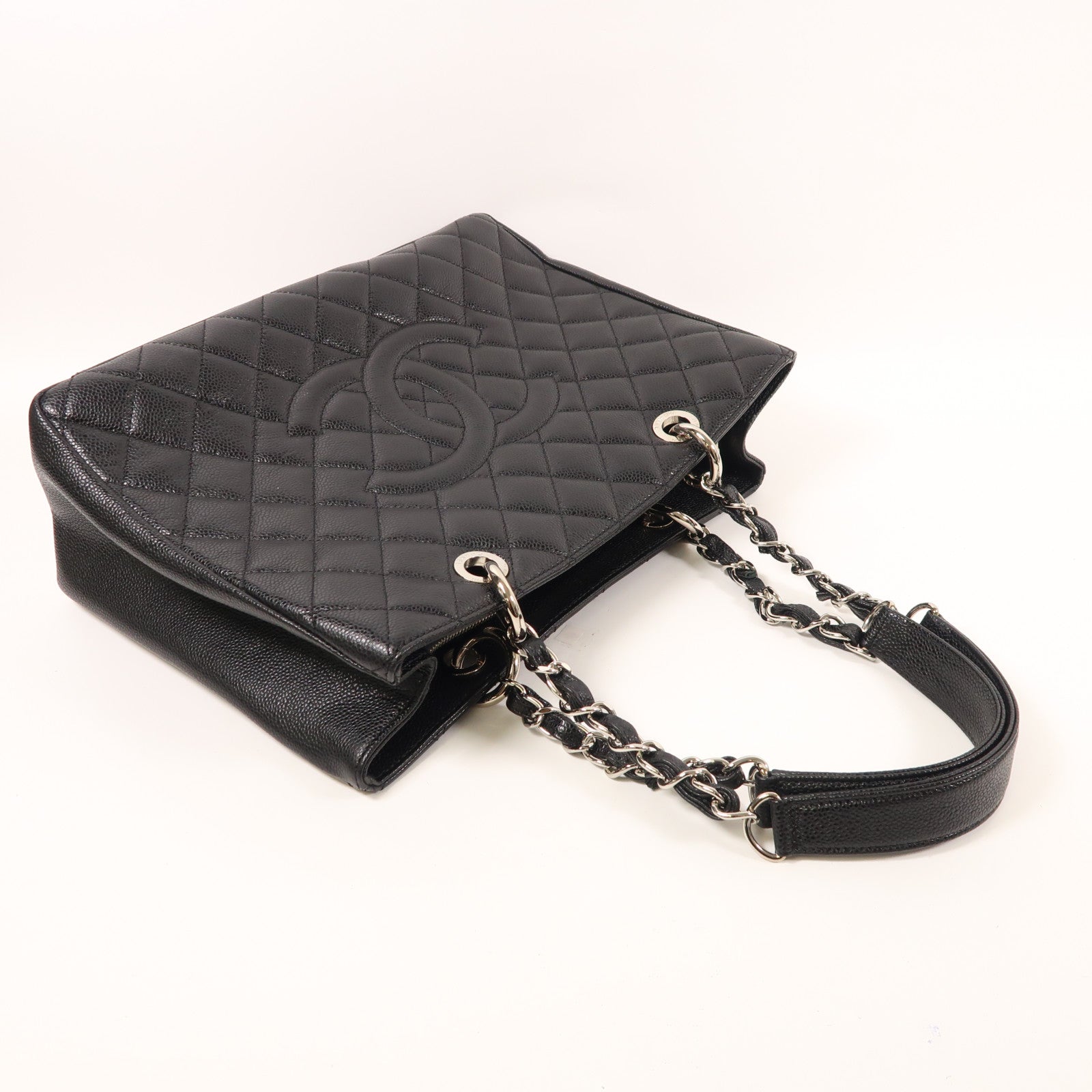CHANEL 牛皮皮革GST Grand Shopping Tote Bag銀扣肩背袋/手挽袋