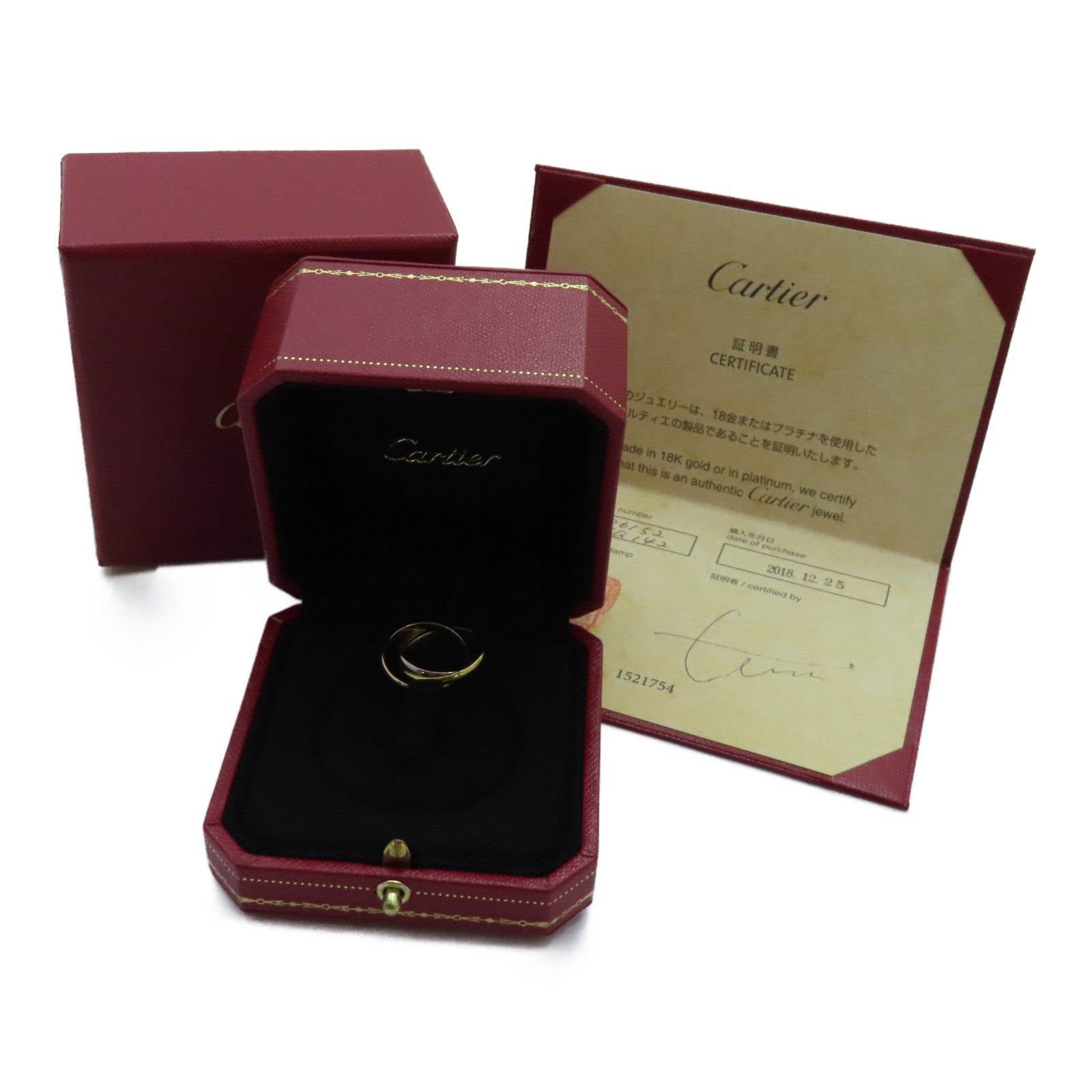 CARTIER 【激減優惠】18K黃金/白金/玫瑰金Trinity Ring戒指Cartier#51US#5.75