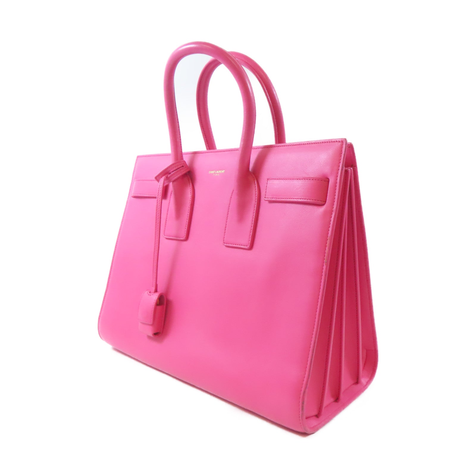 SAINT LAURENT 牛皮皮革Sac de Jour金扣手挽肩背兩用袋粉紅色