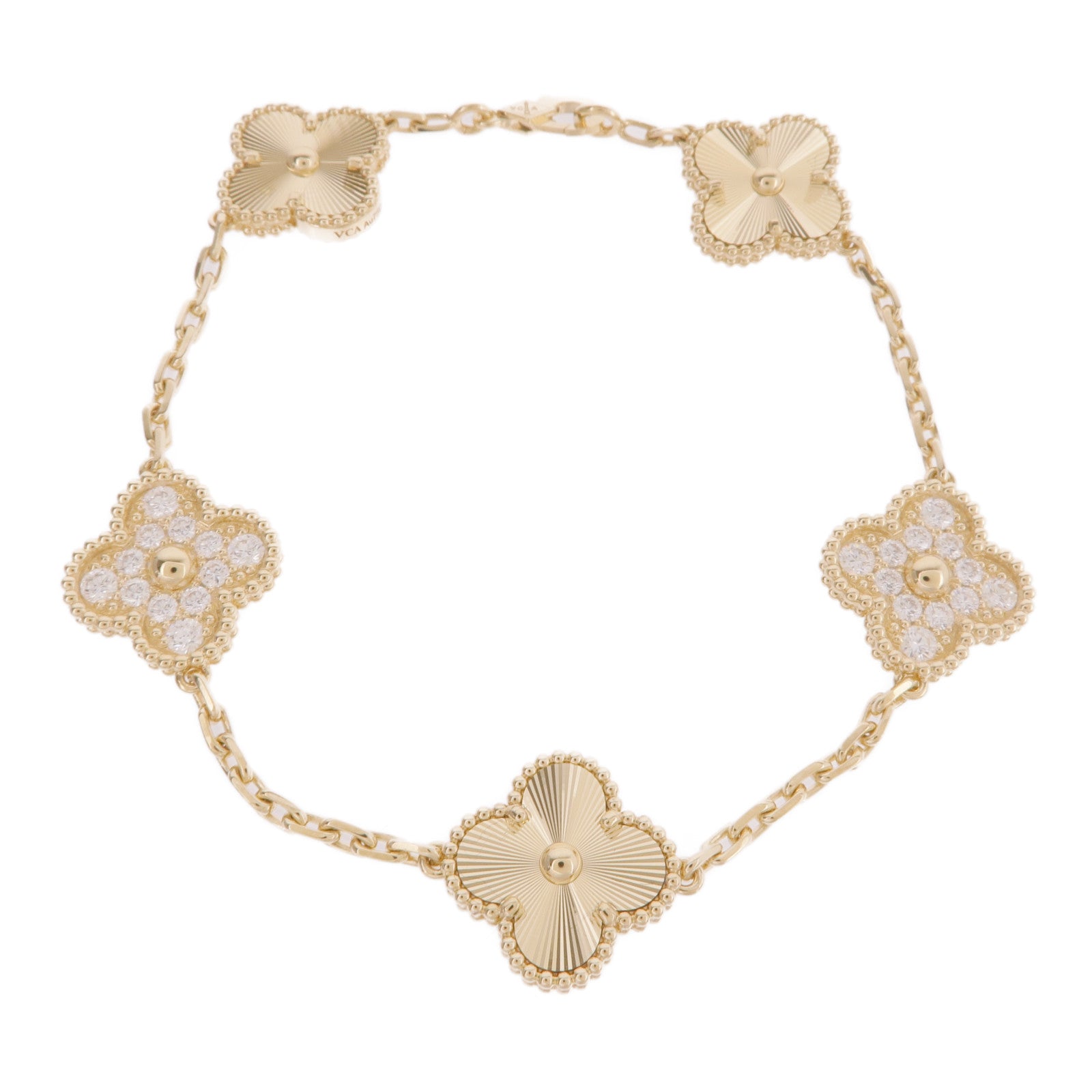 Van Cleef & Arpels 18K黃金Vintage Alhambra Bracelet 5 Motifs鑽石手鏈