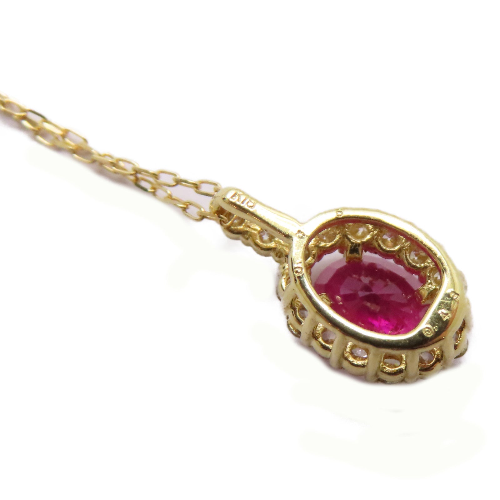 JEWELRY 18K黃金Ruby Diamond Necklace 0.43ct紅寶石/0.15ct鑽石項鍊