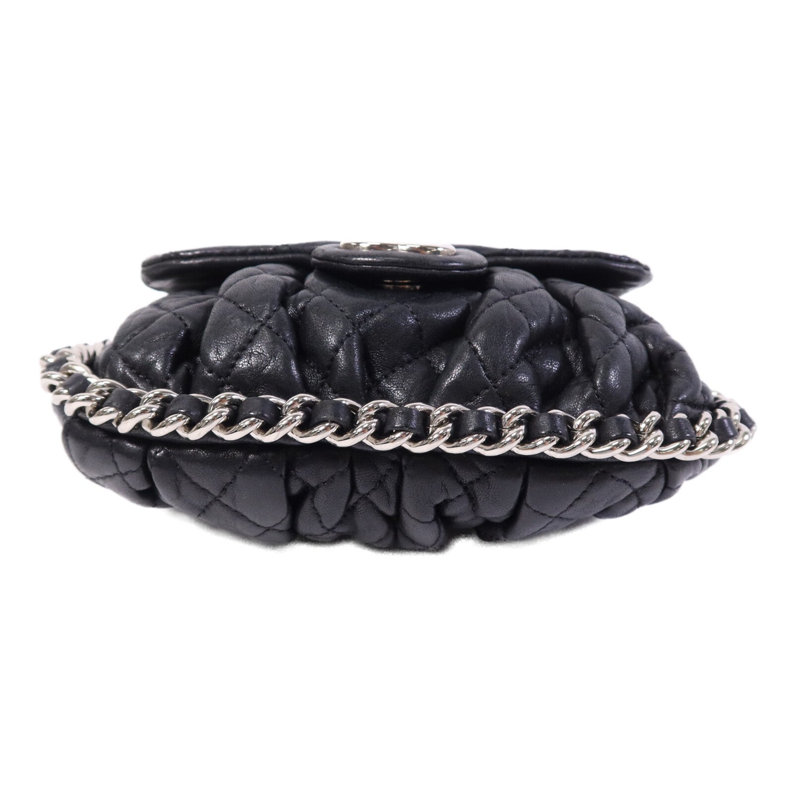 CHANEL 牛皮皮革Chain Shoulder銀扣鏈帶肩背袋