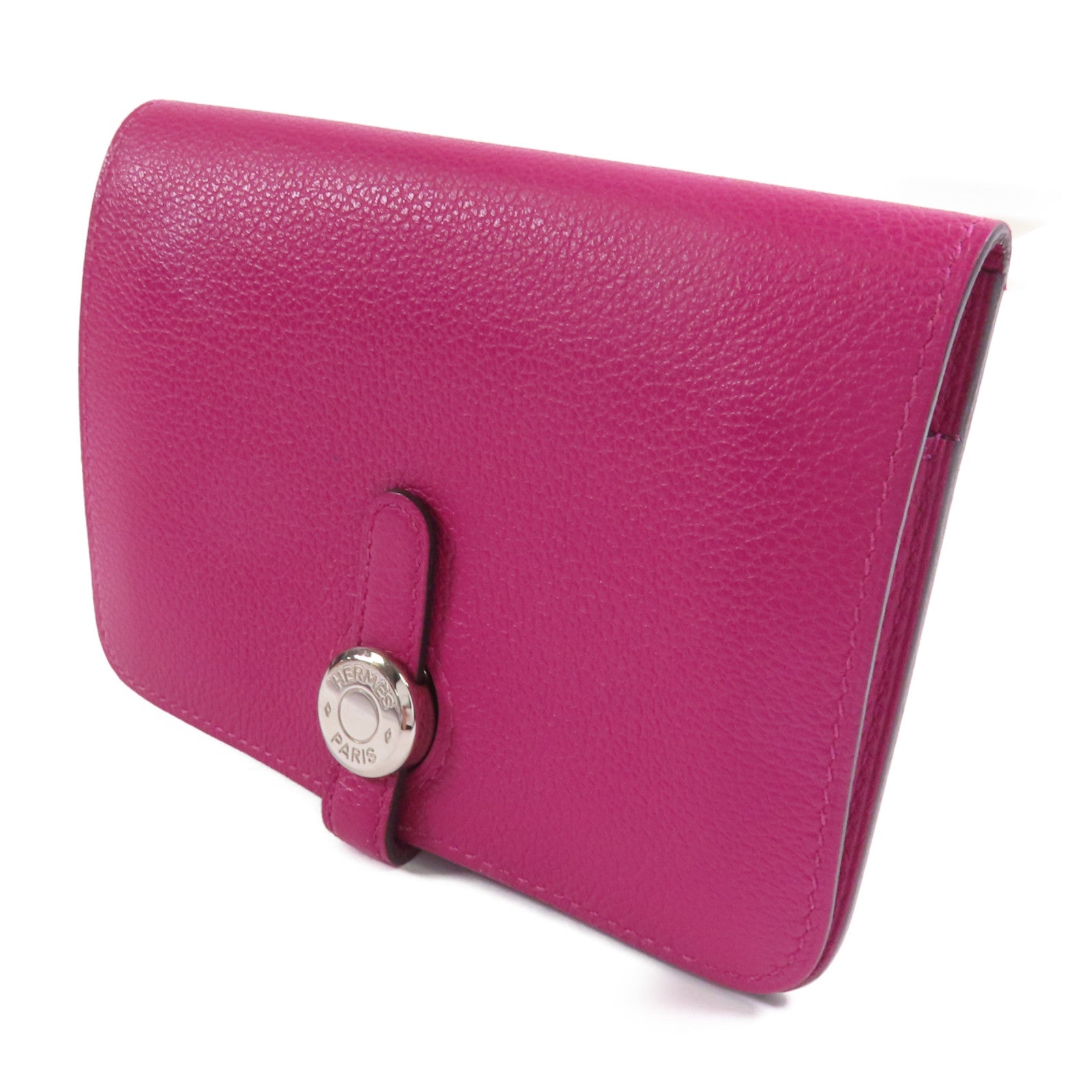 HERMES 【激減優惠】Togo皮革Dogon Compact Wallet銀扣錢包L3 Rose Purple