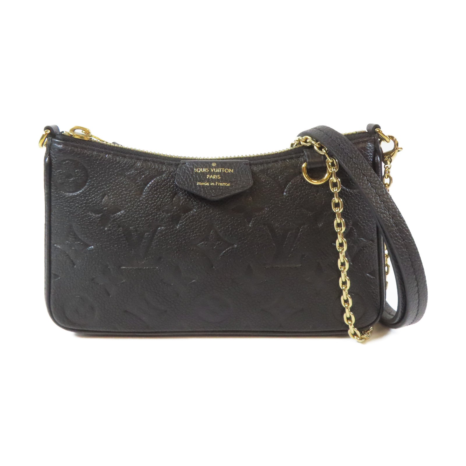LOUIS VUITTON Monogram Empreinte Easy Pouch On Strap金扣手挽袋黑色