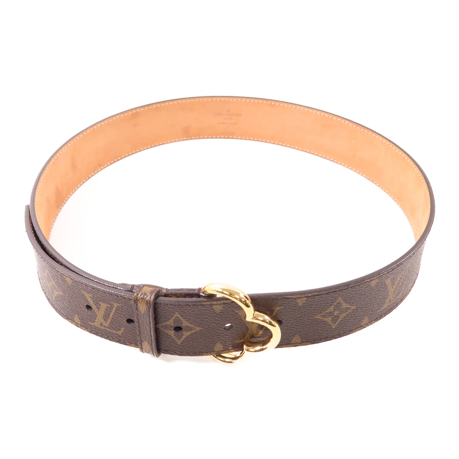 LOUIS VUITTON Monogram Ceinture Fleur金扣皮帶