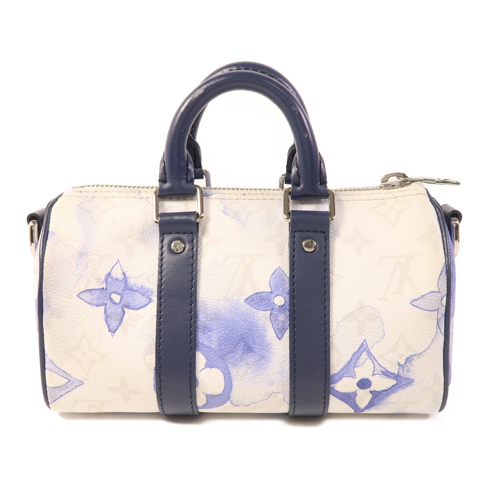 LOUIS VUITTON 【激減優惠】Watercolor Monogram Keepall XS銀扣手挽肩背兩用袋白色/藍色