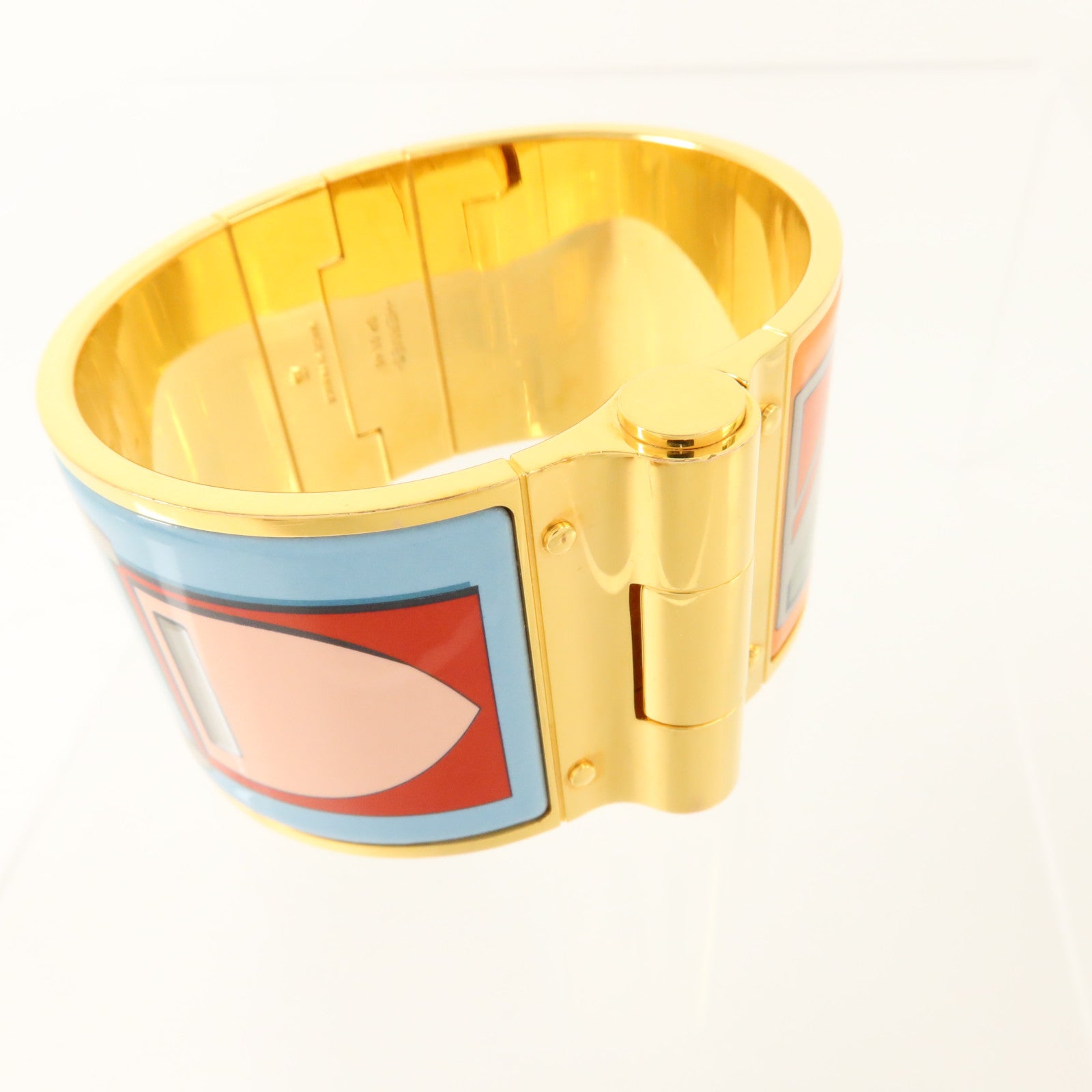 HERMES 金屬/琺瑯Charniere Wide Bangle金扣手鐲
