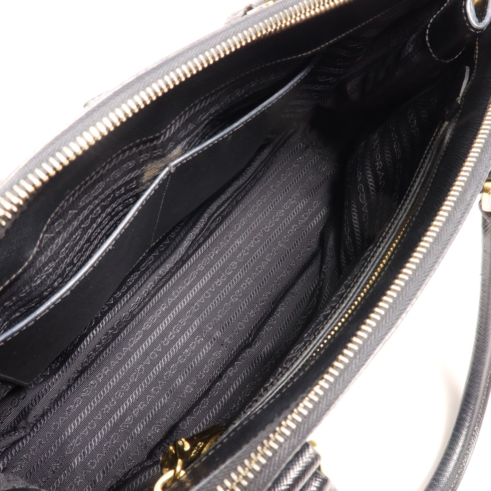 PRADA 牛皮皮革Double Zip Handbag金扣手挽袋