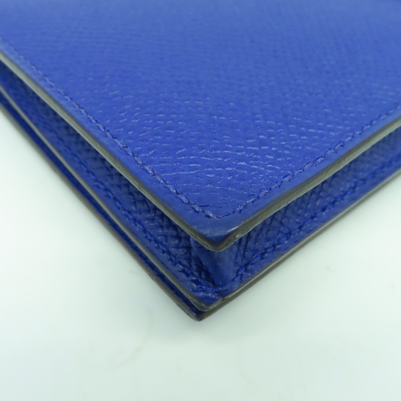 HERMES 【激減優惠】Epsom皮革Bearn Long Wallet銀扣長錢包Bleu Electrique電光藍色