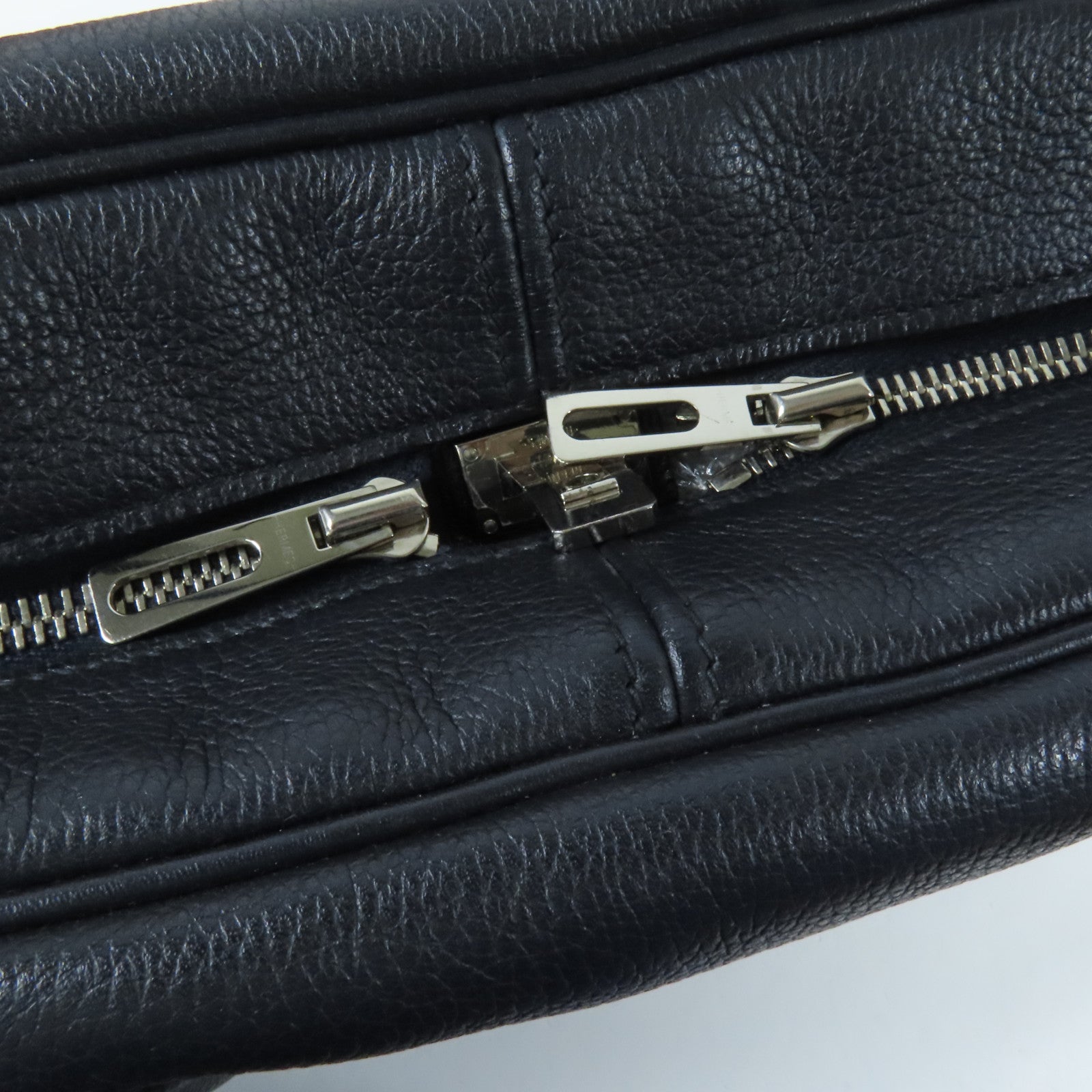 HERMES Evercolor皮革Victoria II 12H銀扣手挽袋Indigo Blue