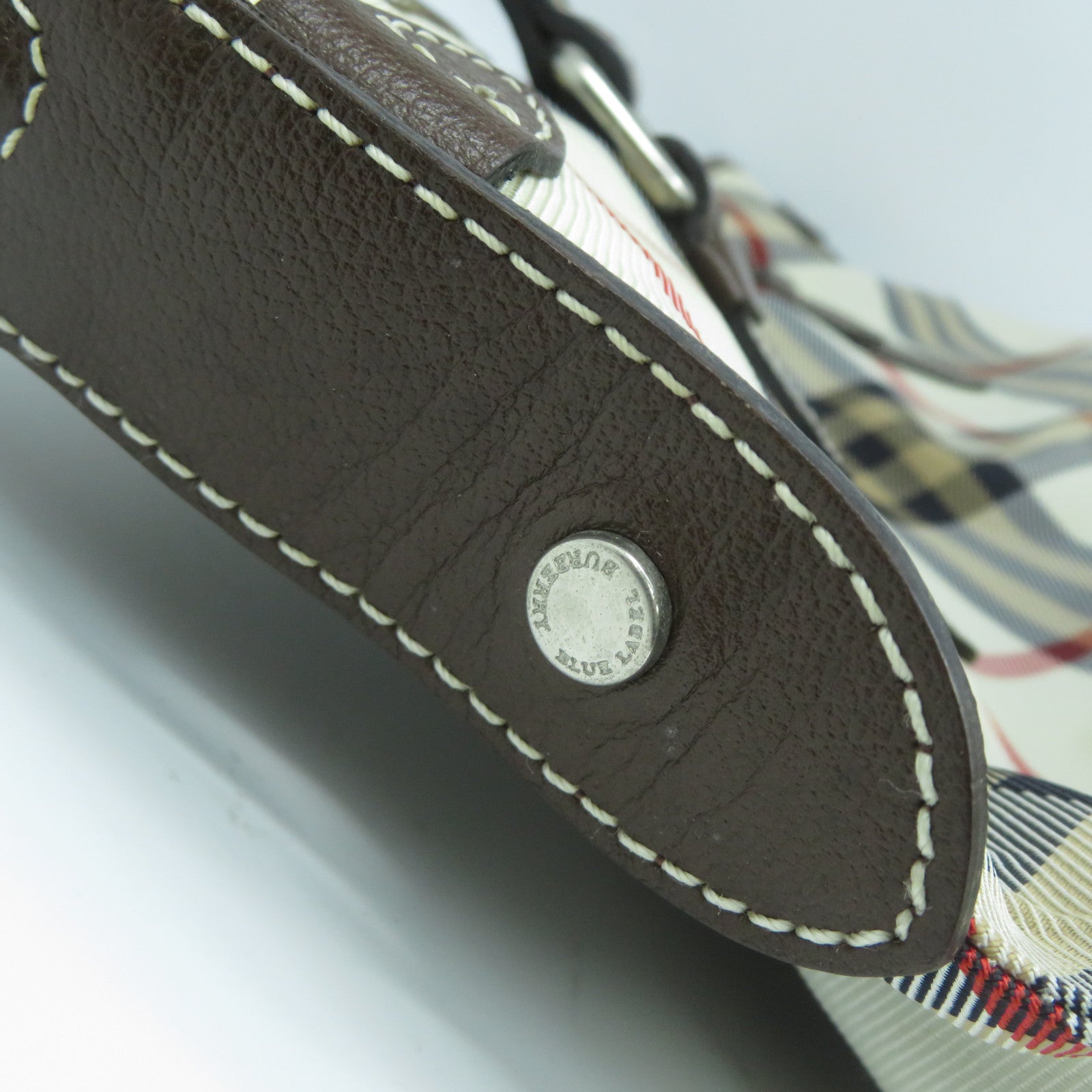 BURBERRY 帆布Shoulder Bag銀扣肩背袋啡色/米色