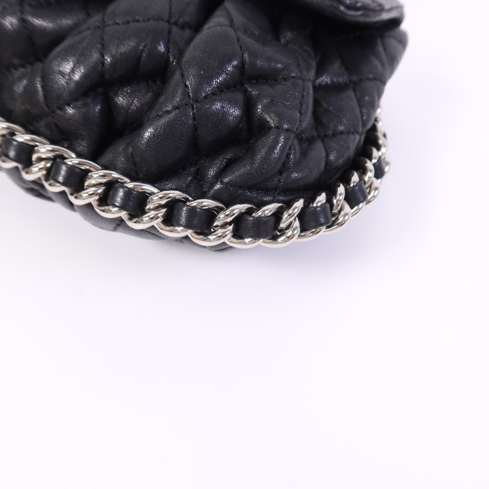 CHANEL 牛皮皮革Chain Shoulder銀扣鏈帶肩背袋